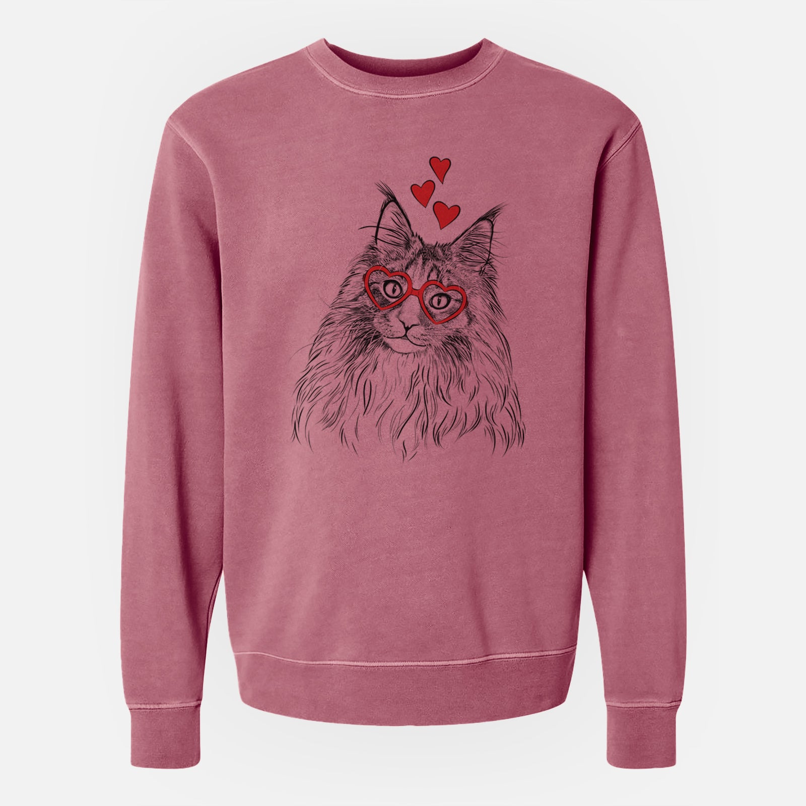 Valentine Kiki the Maine Coon Cat - Unisex Pigment Dyed Crew Sweatshirt