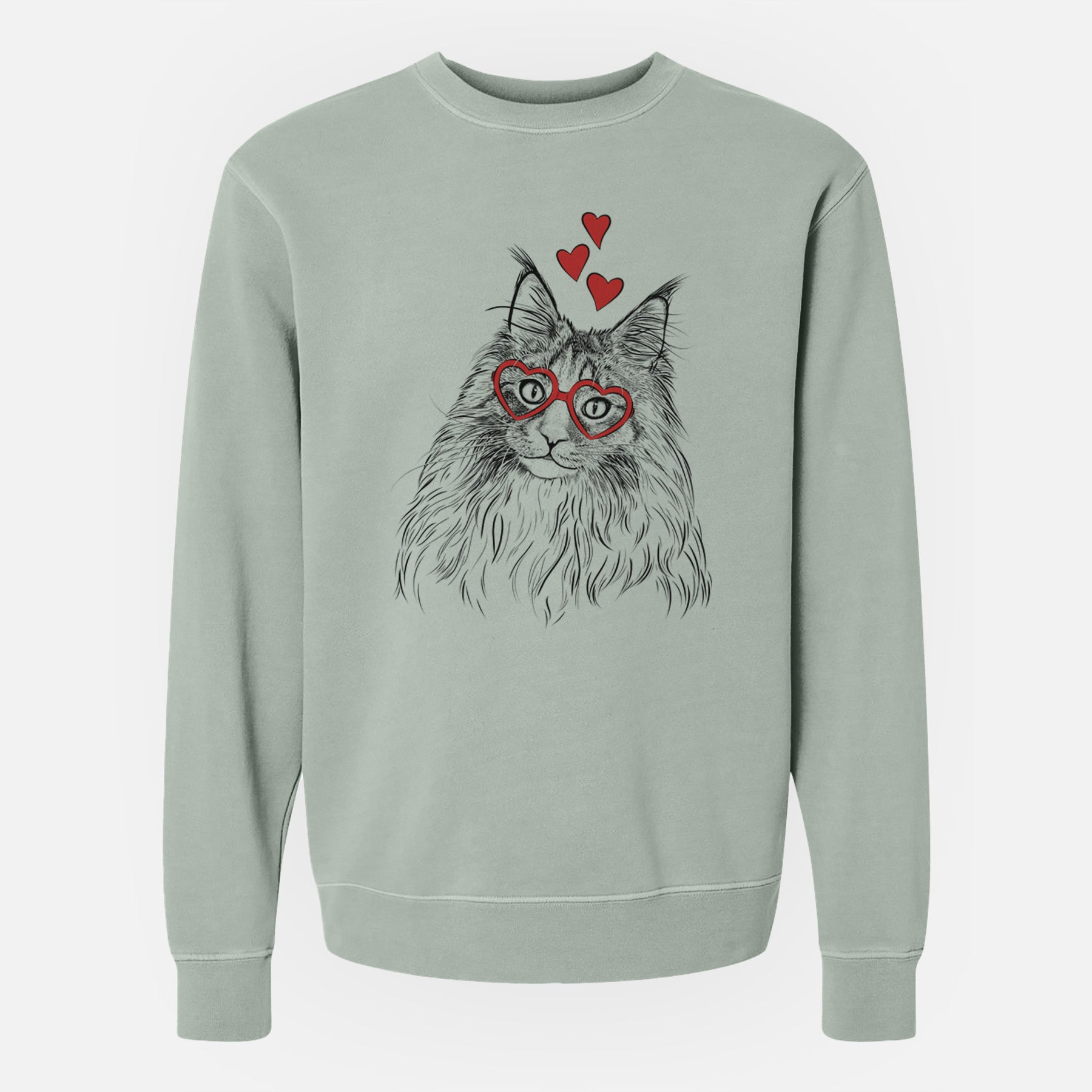 Valentine Kiki the Maine Coon Cat - Unisex Pigment Dyed Crew Sweatshirt