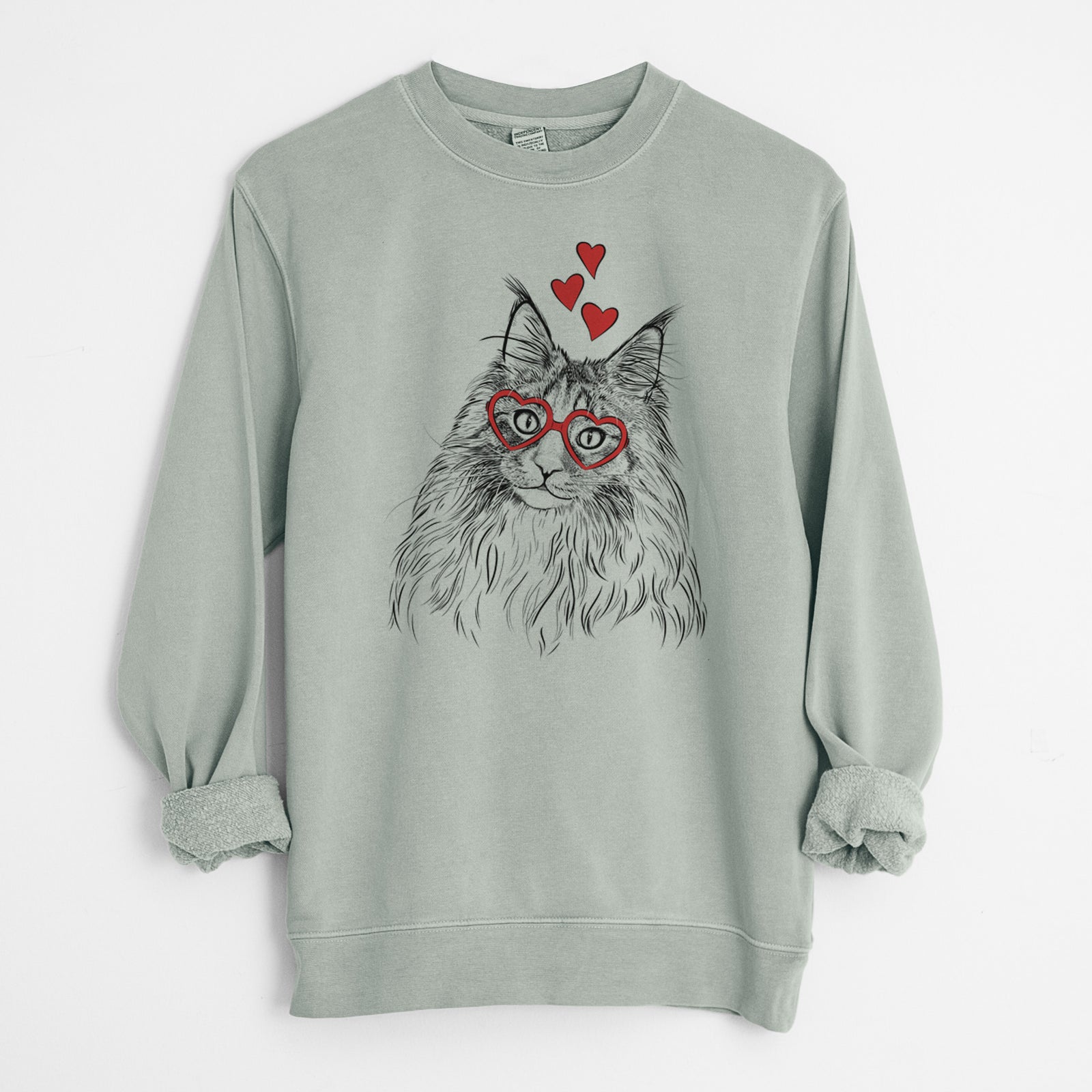 Valentine Kiki the Maine Coon Cat - Unisex Pigment Dyed Crew Sweatshirt