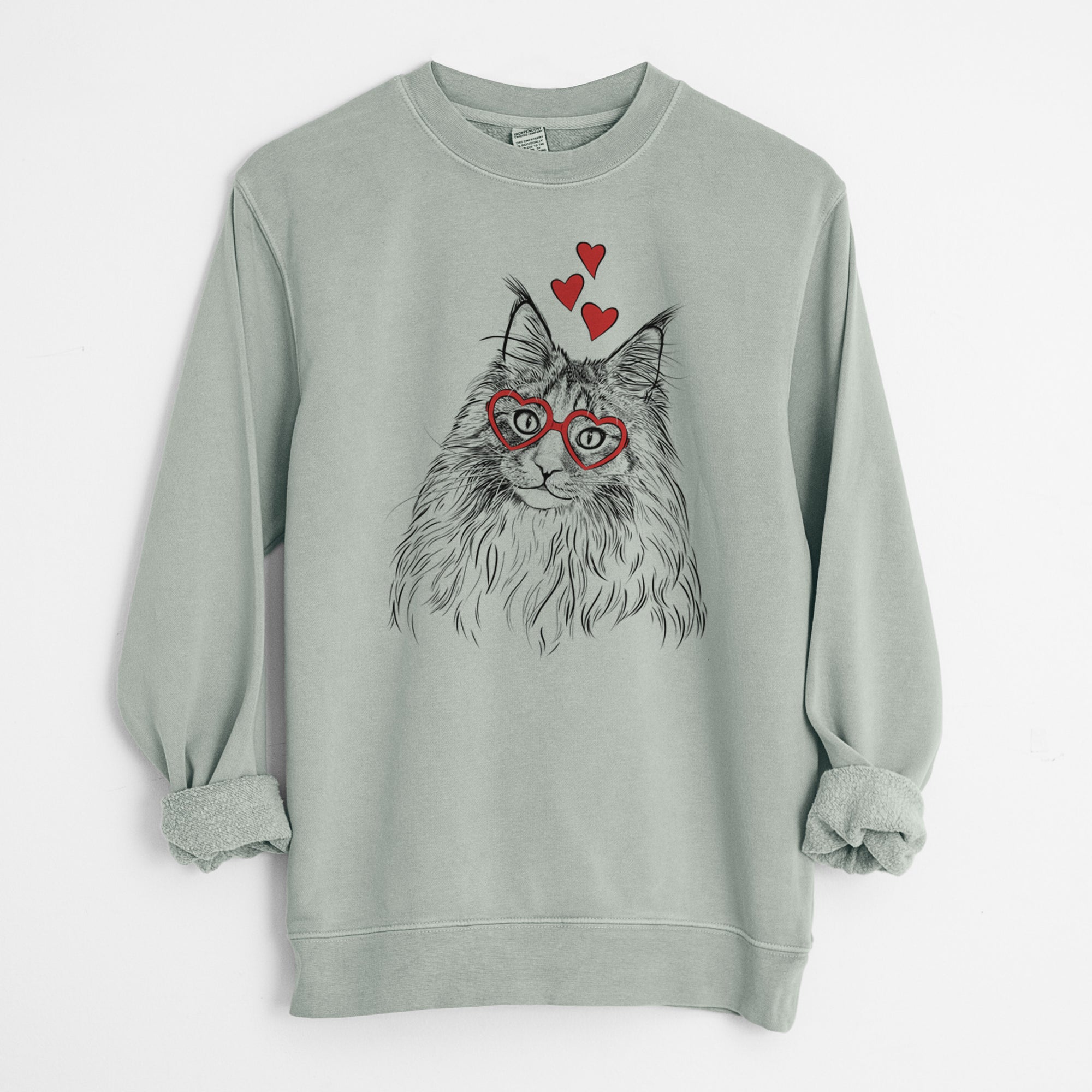 Valentine Kiki the Maine Coon Cat - Unisex Pigment Dyed Crew Sweatshirt