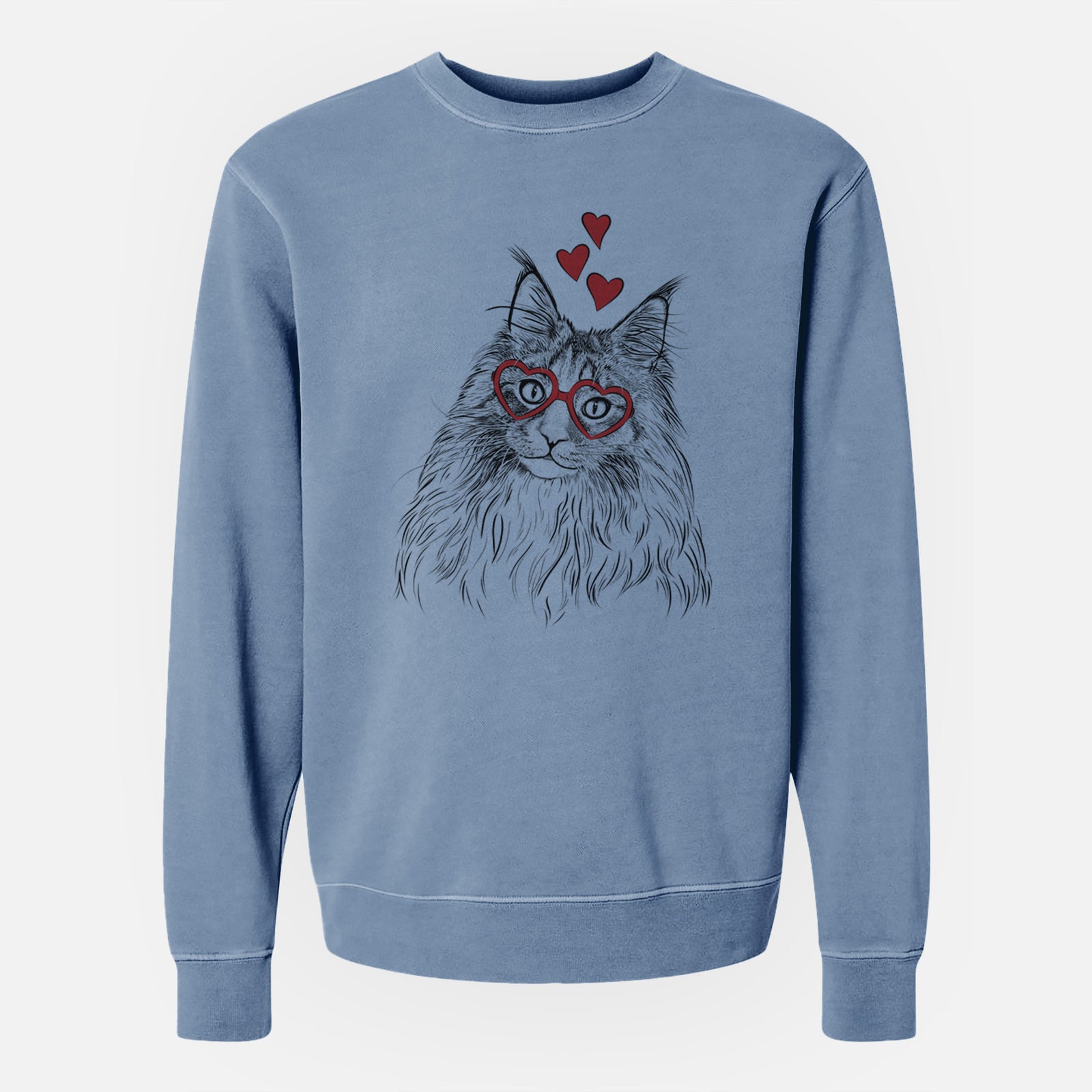 Valentine Kiki the Maine Coon Cat - Unisex Pigment Dyed Crew Sweatshirt