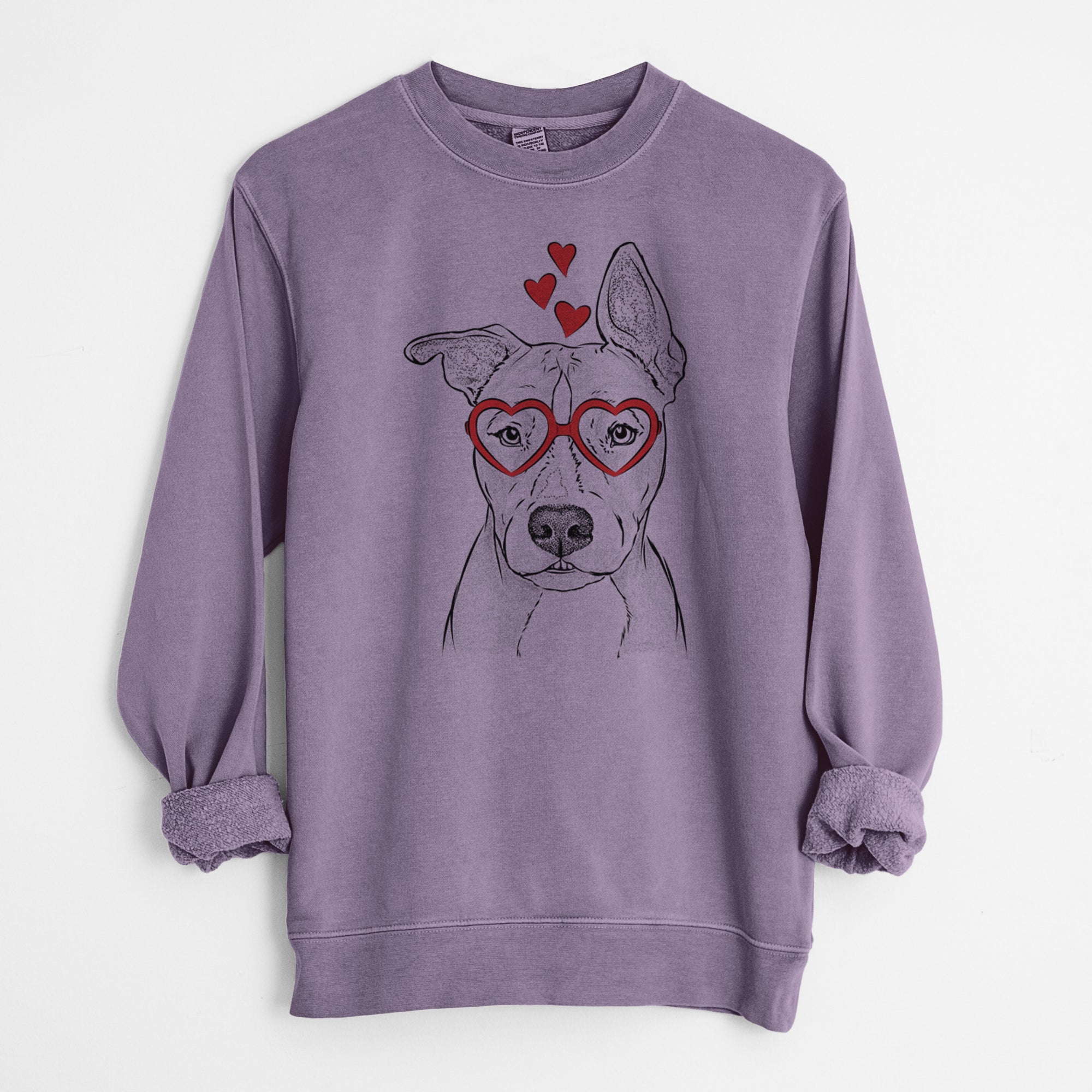 Valentine Kisses the Pitbull - Unisex Pigment Dyed Crew Sweatshirt