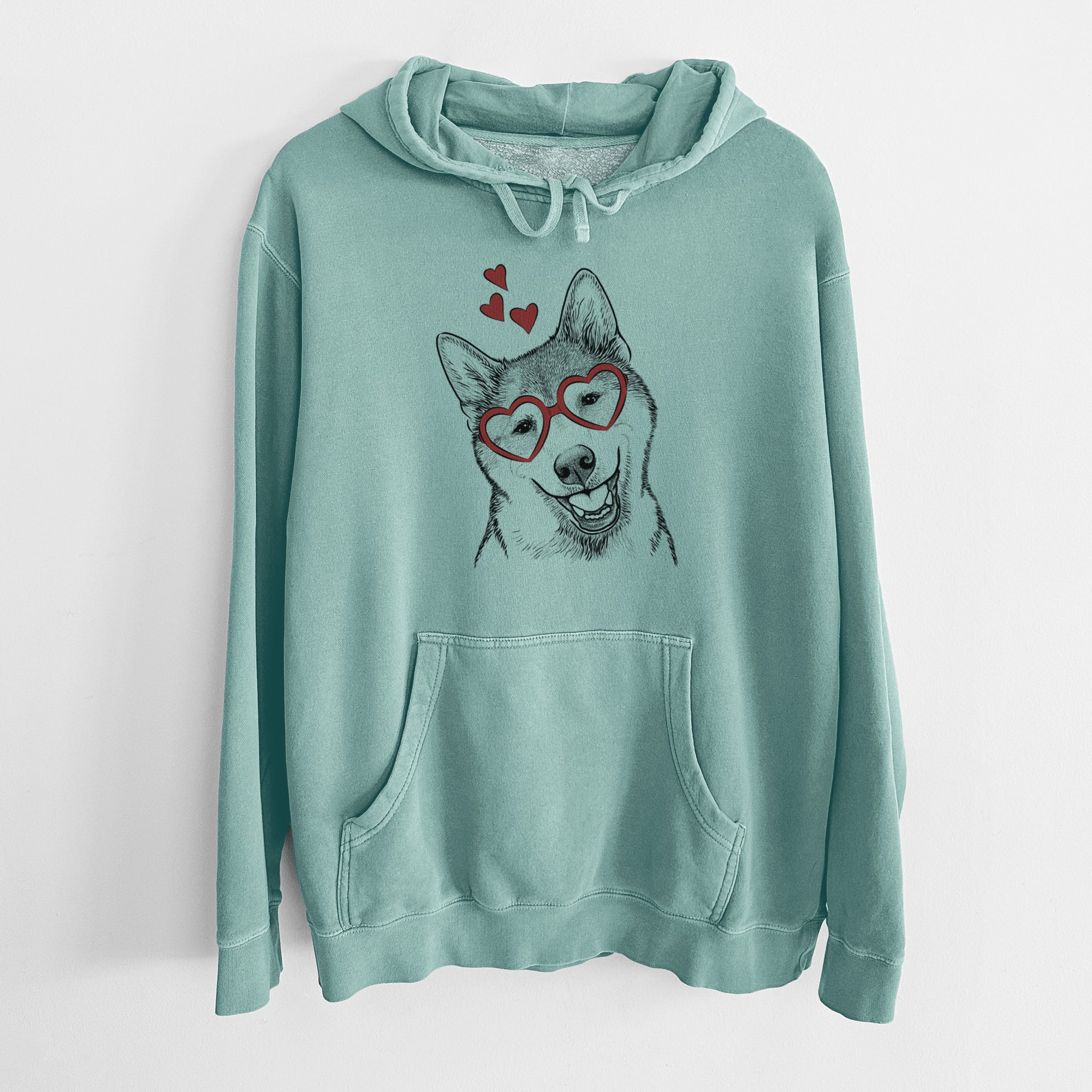 Valentine Koby the Shiba Inu - Unisex Pigment Dyed Hoodie