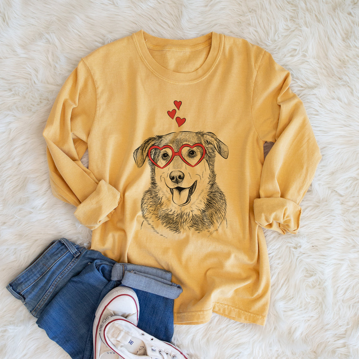 Valentine Lance the Lab/Shepherd Mix - Heavyweight 100% Cotton Long Sleeve
