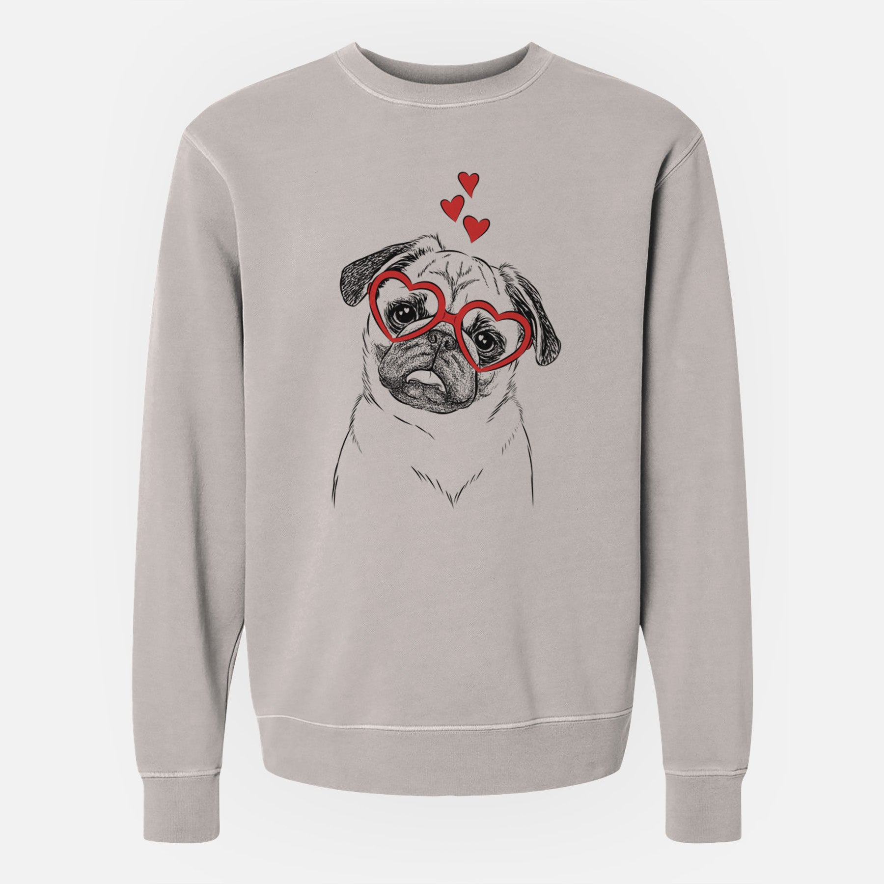 Valentine Macy the Pug - Unisex Pigment Dyed Crew Sweatshirt