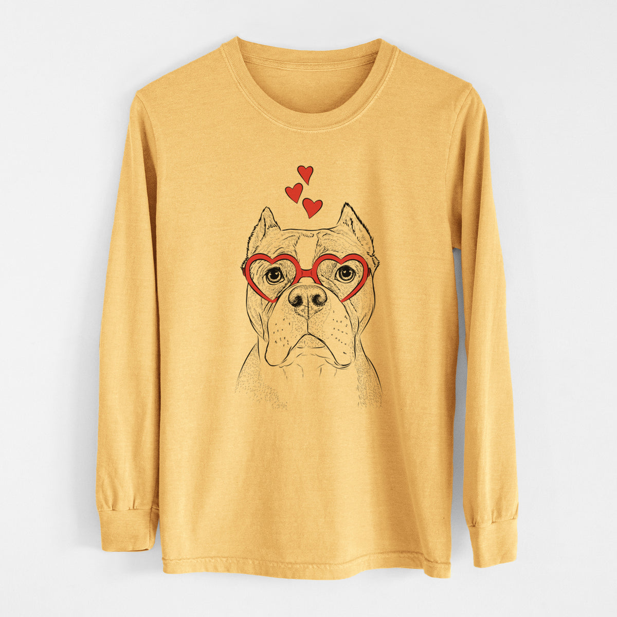 Valentine Maggie the American Bulldog - Heavyweight 100% Cotton Long Sleeve