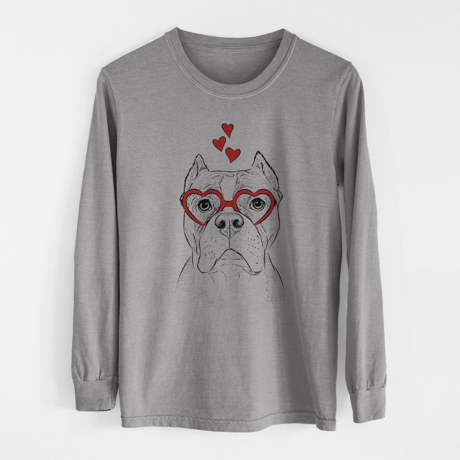 Valentine Maggie the American Bulldog - Heavyweight 100% Cotton Long Sleeve