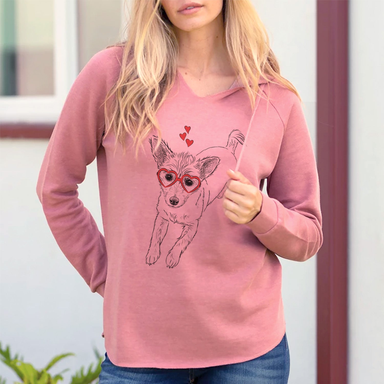 Valentine Maisie the Terrier Mix - Cali Wave Hooded Sweatshirt