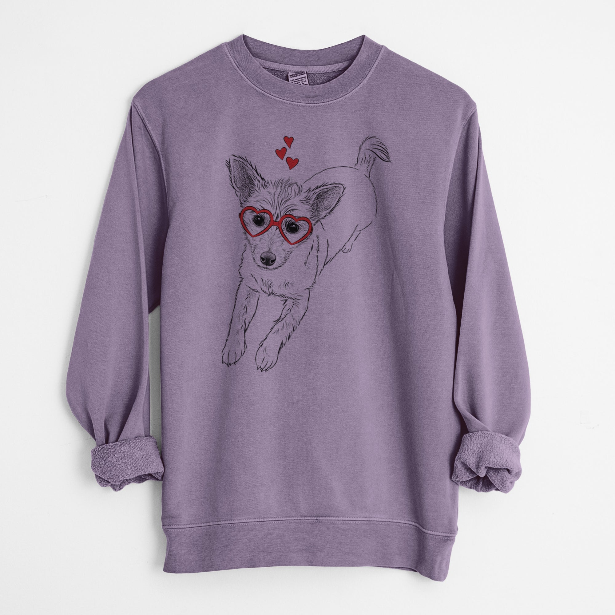 Valentine Maisie the Terrier Mix - Unisex Pigment Dyed Crew Sweatshirt