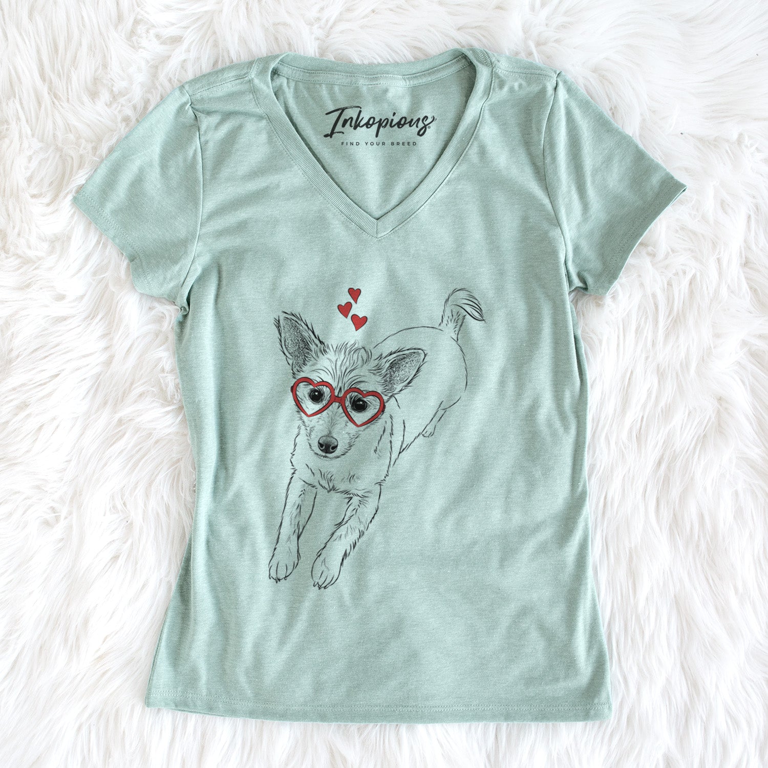 Valentine Maisie the Terrier Mix - Women's Perfect V-neck Shirt