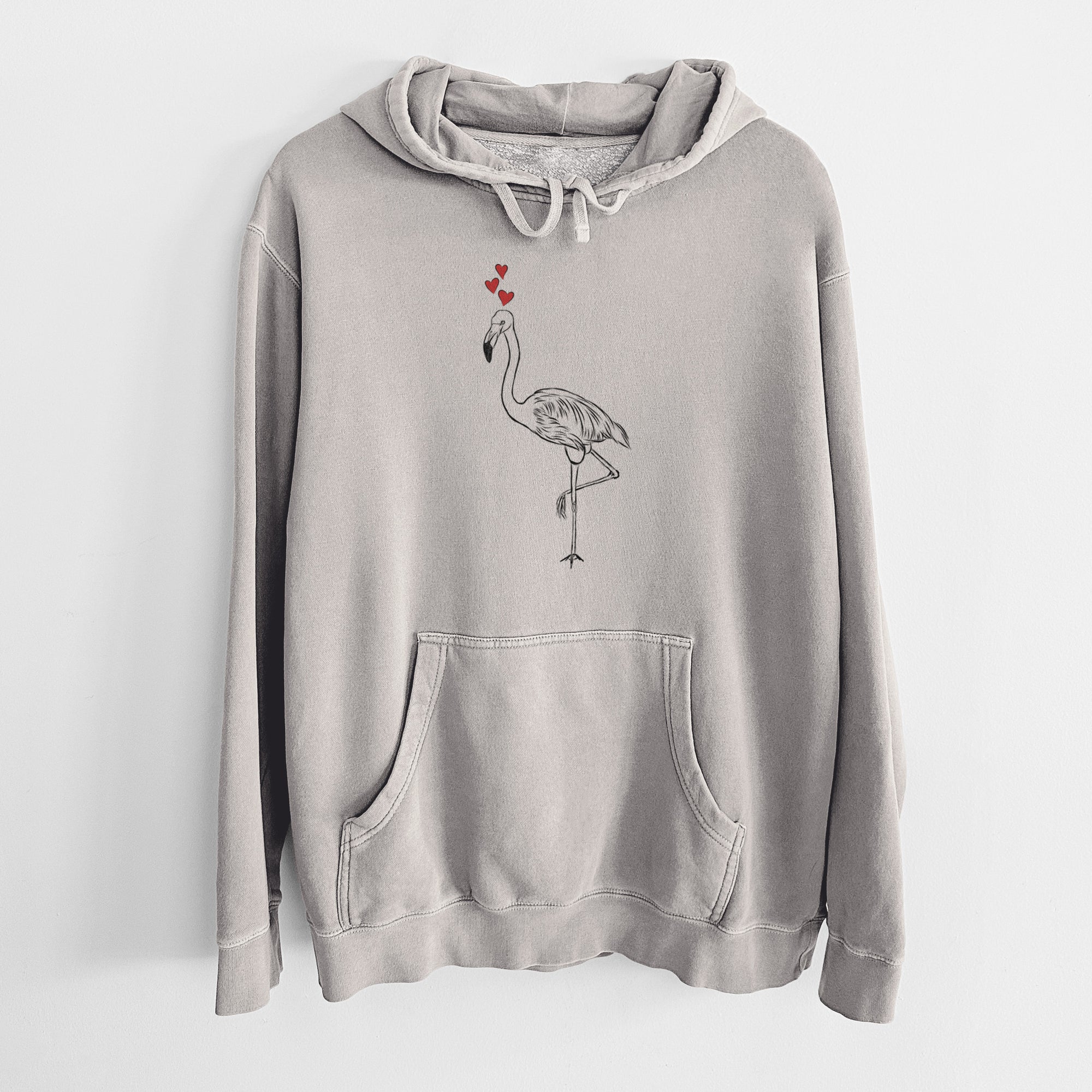 Valentine Mango the Flamingo - Unisex Pigment Dyed Hoodie