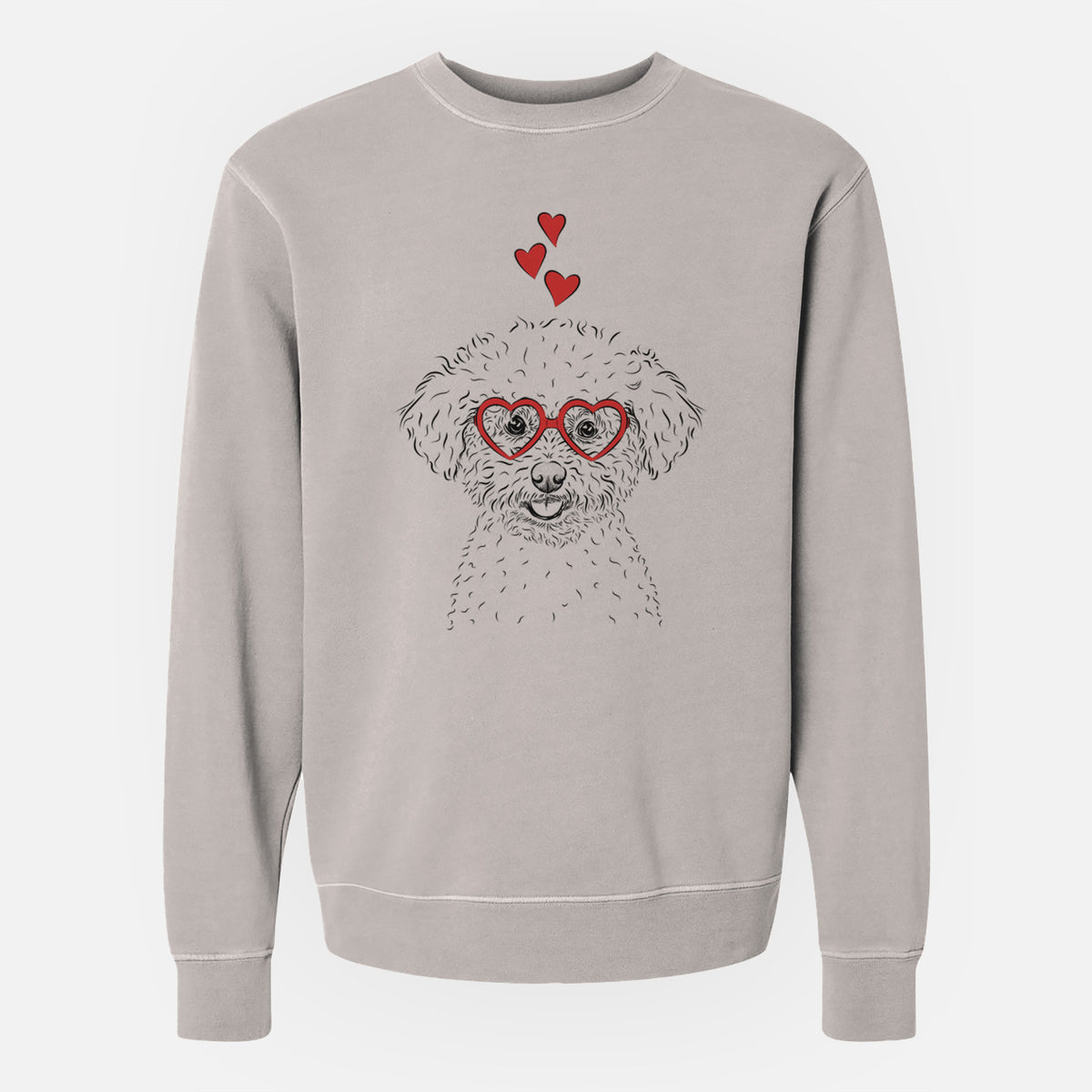 Valentine Mickey the Bichon Frise - Unisex Pigment Dyed Crew Sweatshirt