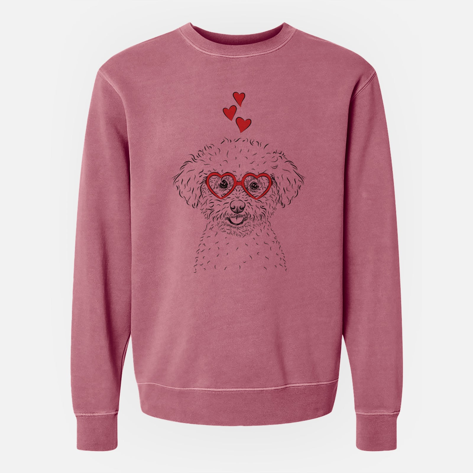 Valentine Mickey the Bichon Frise - Unisex Pigment Dyed Crew Sweatshirt