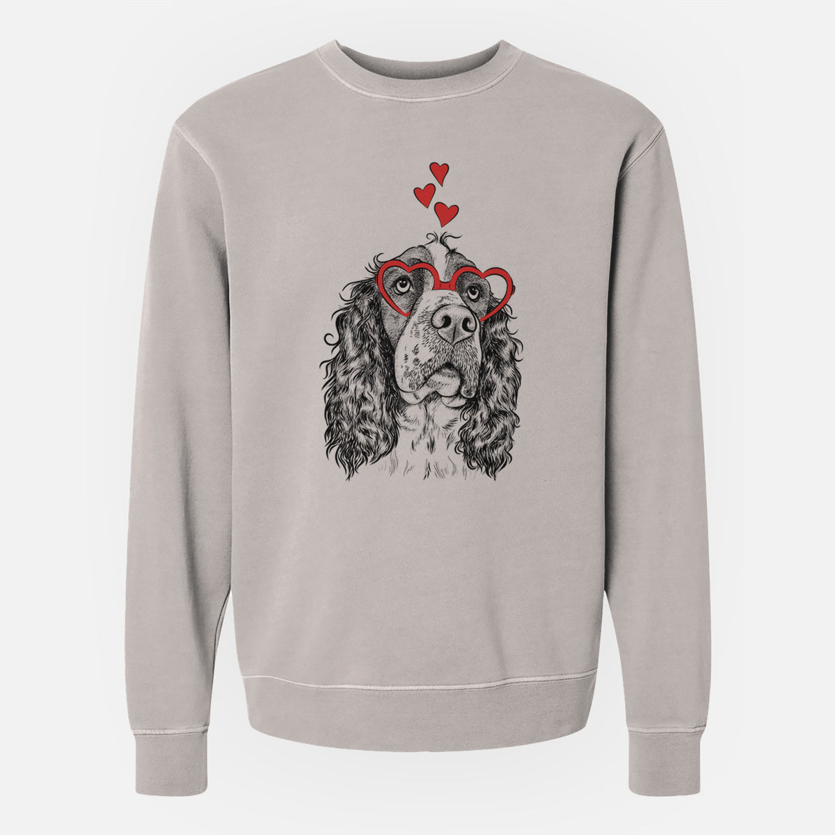 Valentine Millie Mae the English Springer Spaniel - Unisex Pigment Dyed Crew Sweatshirt