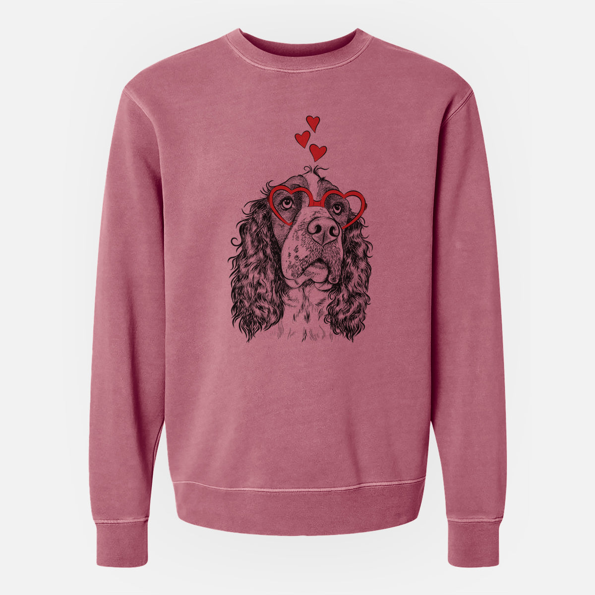 Valentine Millie Mae the English Springer Spaniel - Unisex Pigment Dyed Crew Sweatshirt