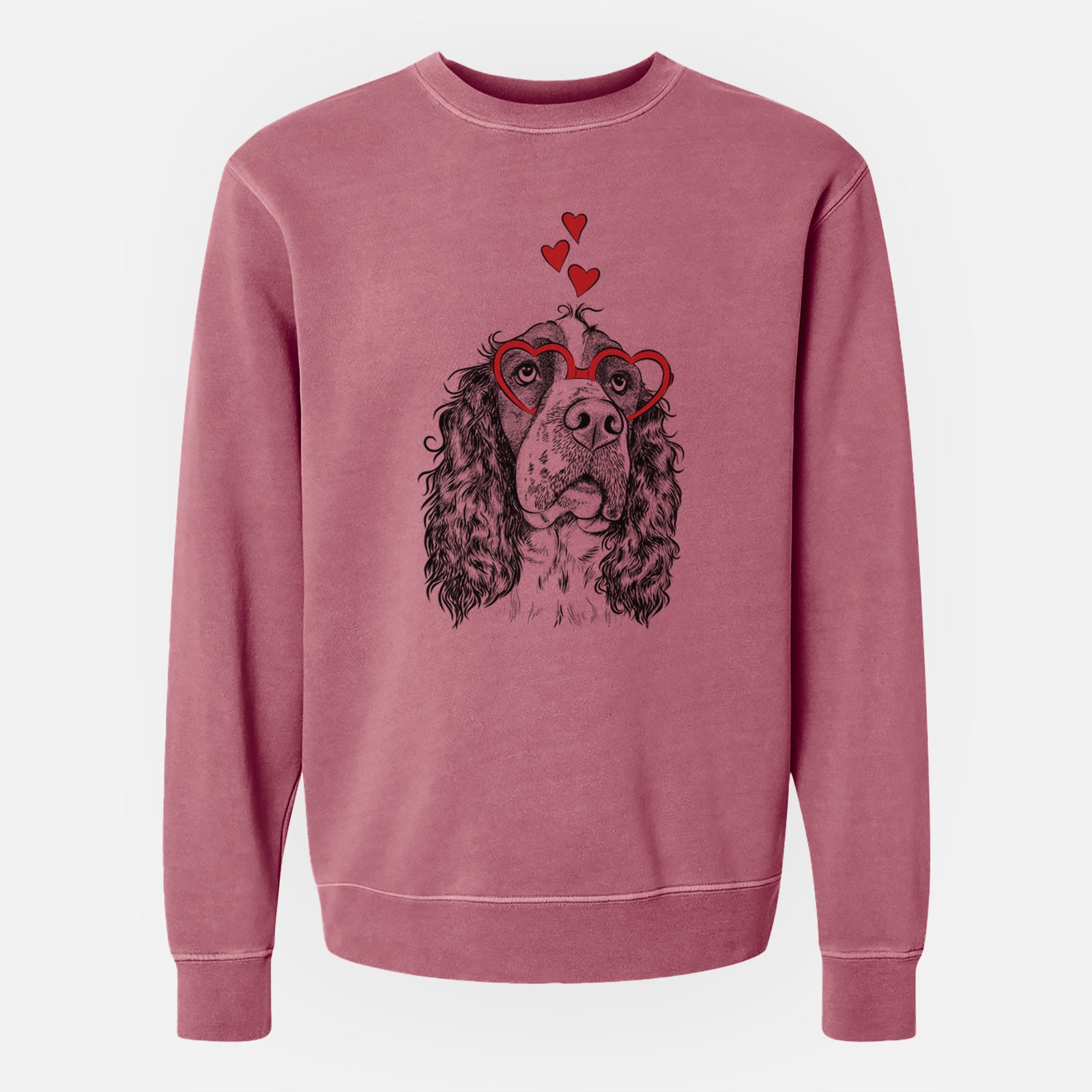 Valentine Millie Mae the English Springer Spaniel - Unisex Pigment Dyed Crew Sweatshirt