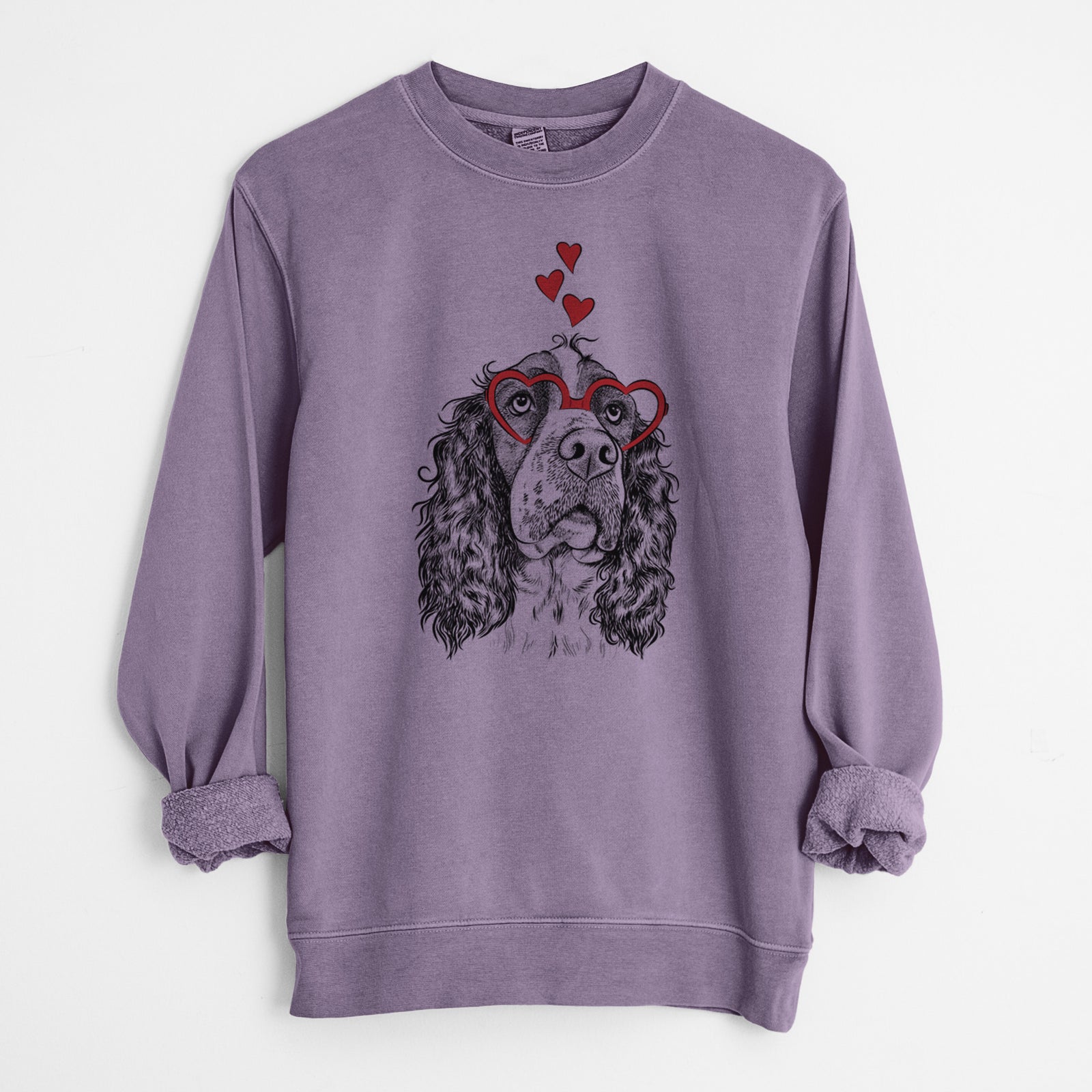 Valentine Millie Mae the English Springer Spaniel - Unisex Pigment Dyed Crew Sweatshirt