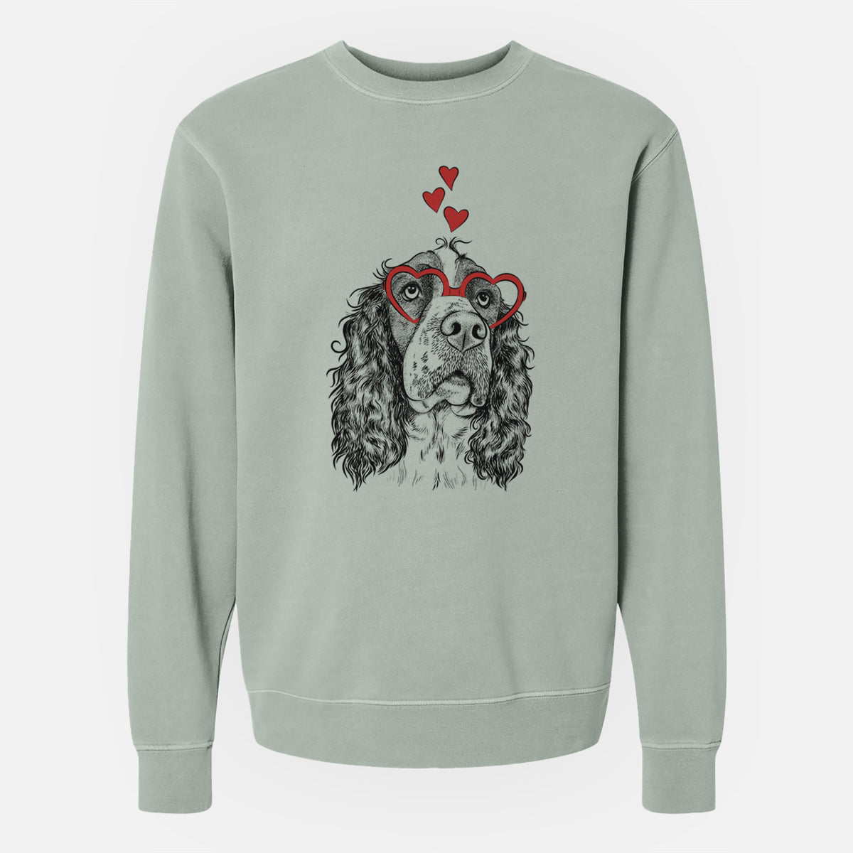 Valentine Millie Mae the English Springer Spaniel - Unisex Pigment Dyed Crew Sweatshirt
