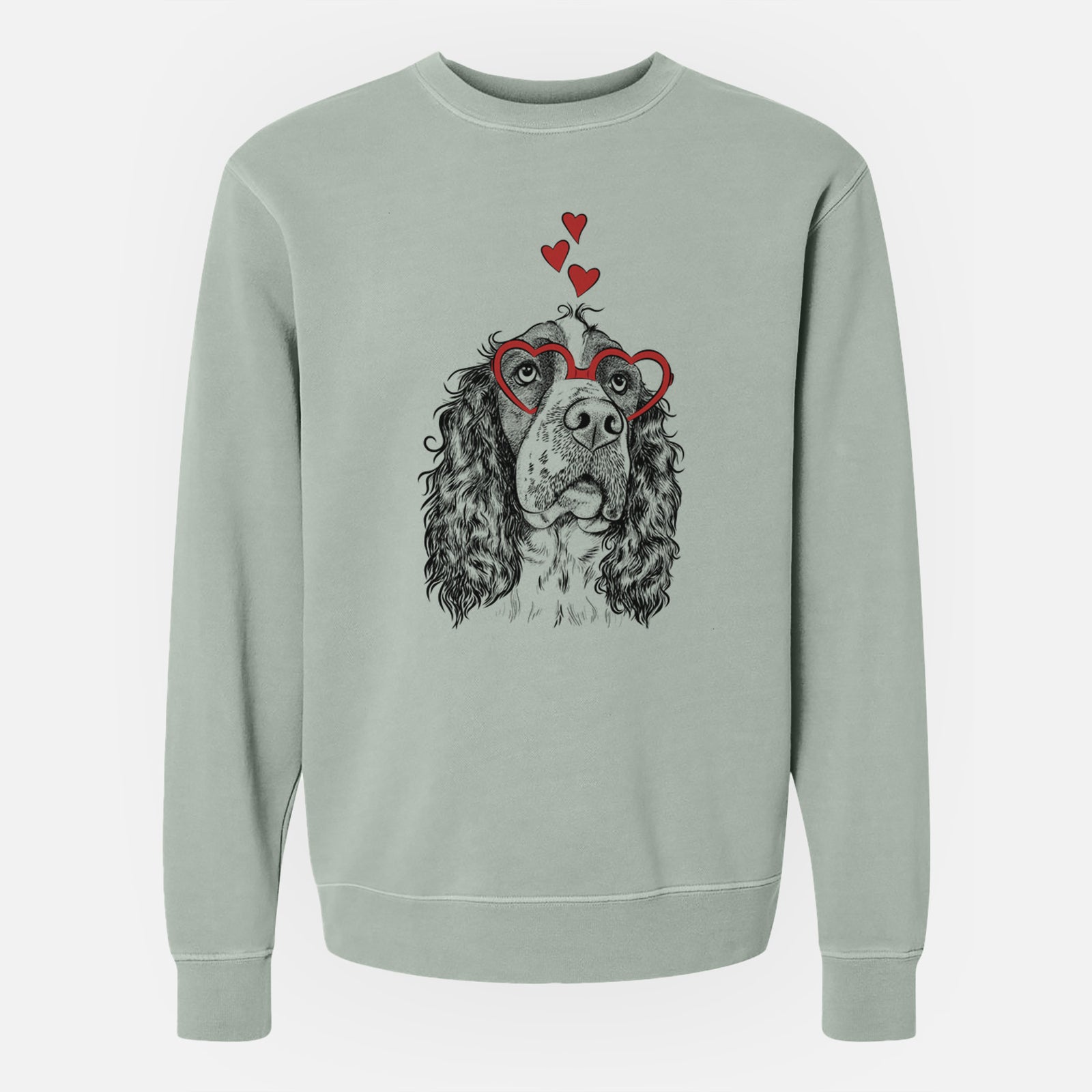 Valentine Millie Mae the English Springer Spaniel - Unisex Pigment Dyed Crew Sweatshirt