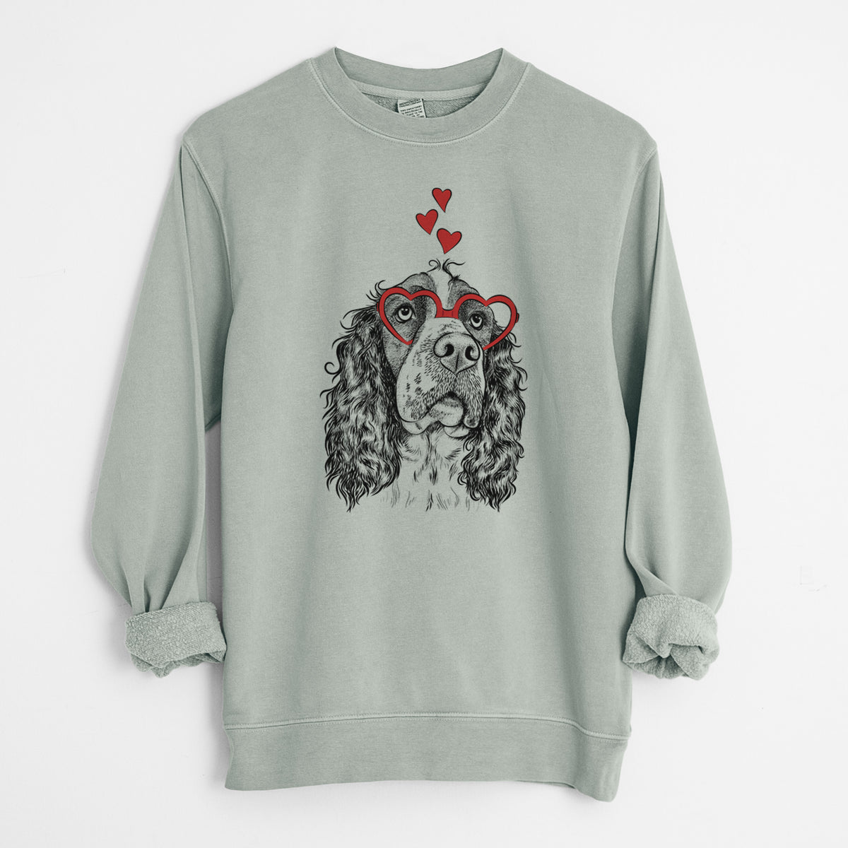 Valentine Millie Mae the English Springer Spaniel - Unisex Pigment Dyed Crew Sweatshirt