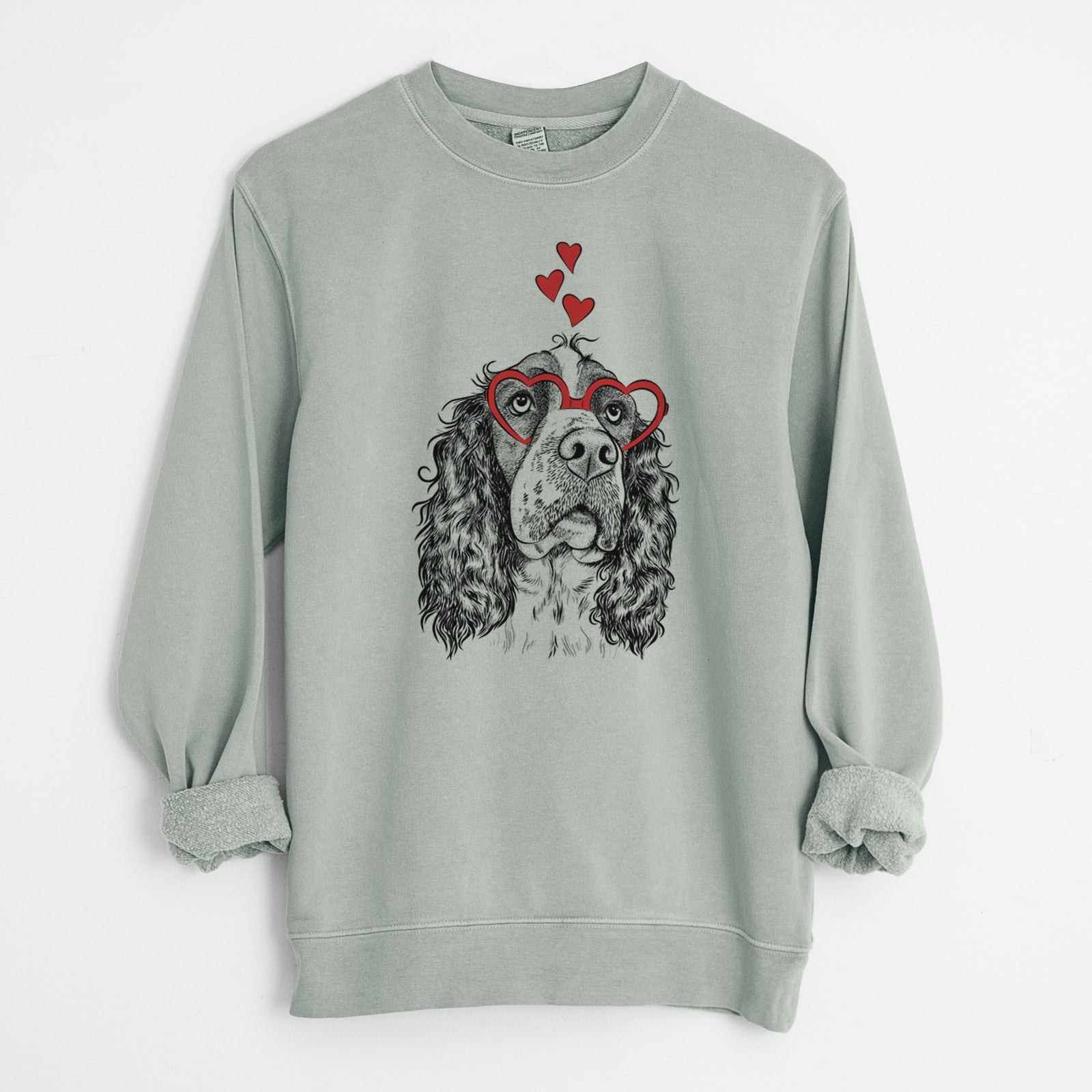 Valentine Millie Mae the English Springer Spaniel - Unisex Pigment Dyed Crew Sweatshirt