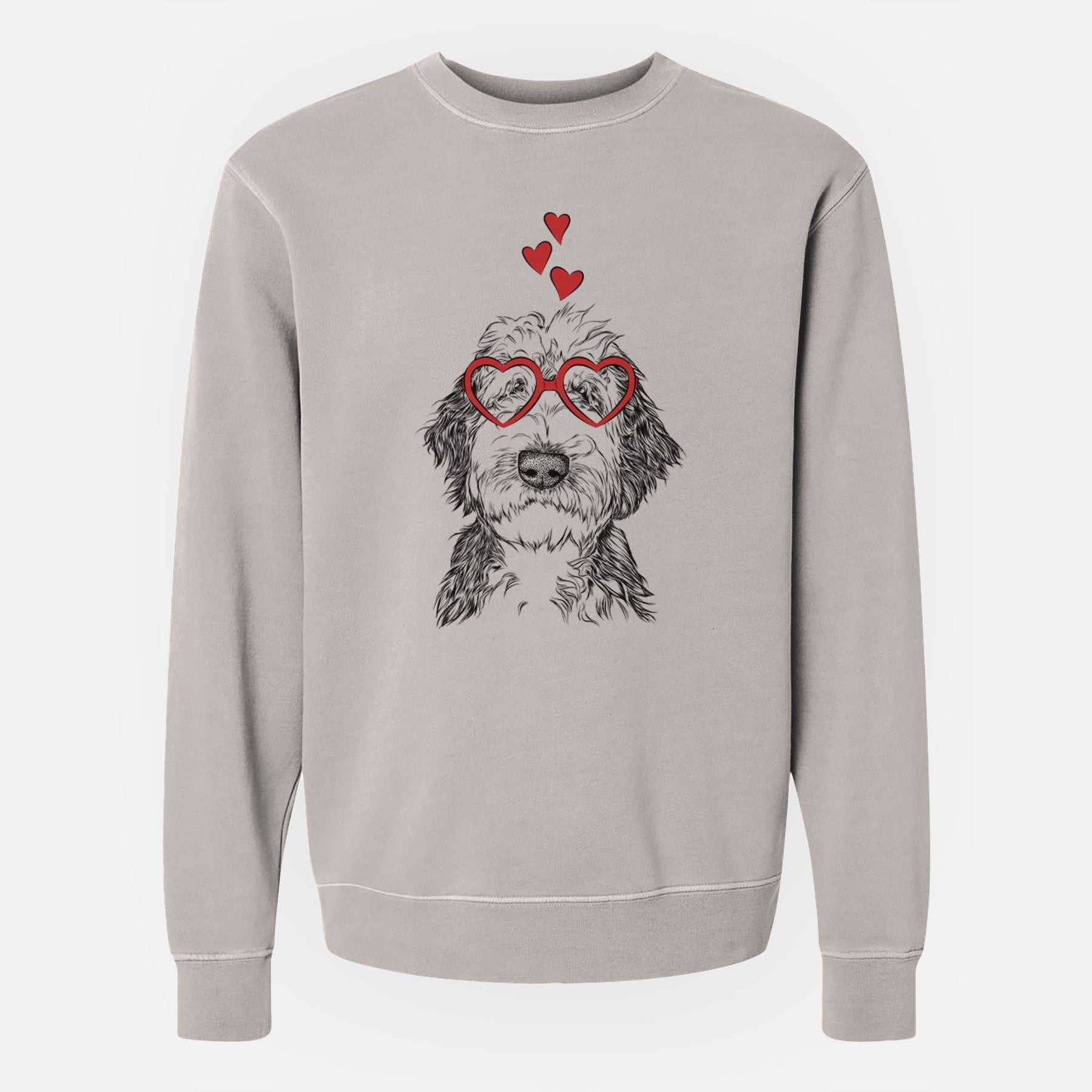 Valentine Milo Fluff the Sheepadoodle - Unisex Pigment Dyed Crew Sweatshirt