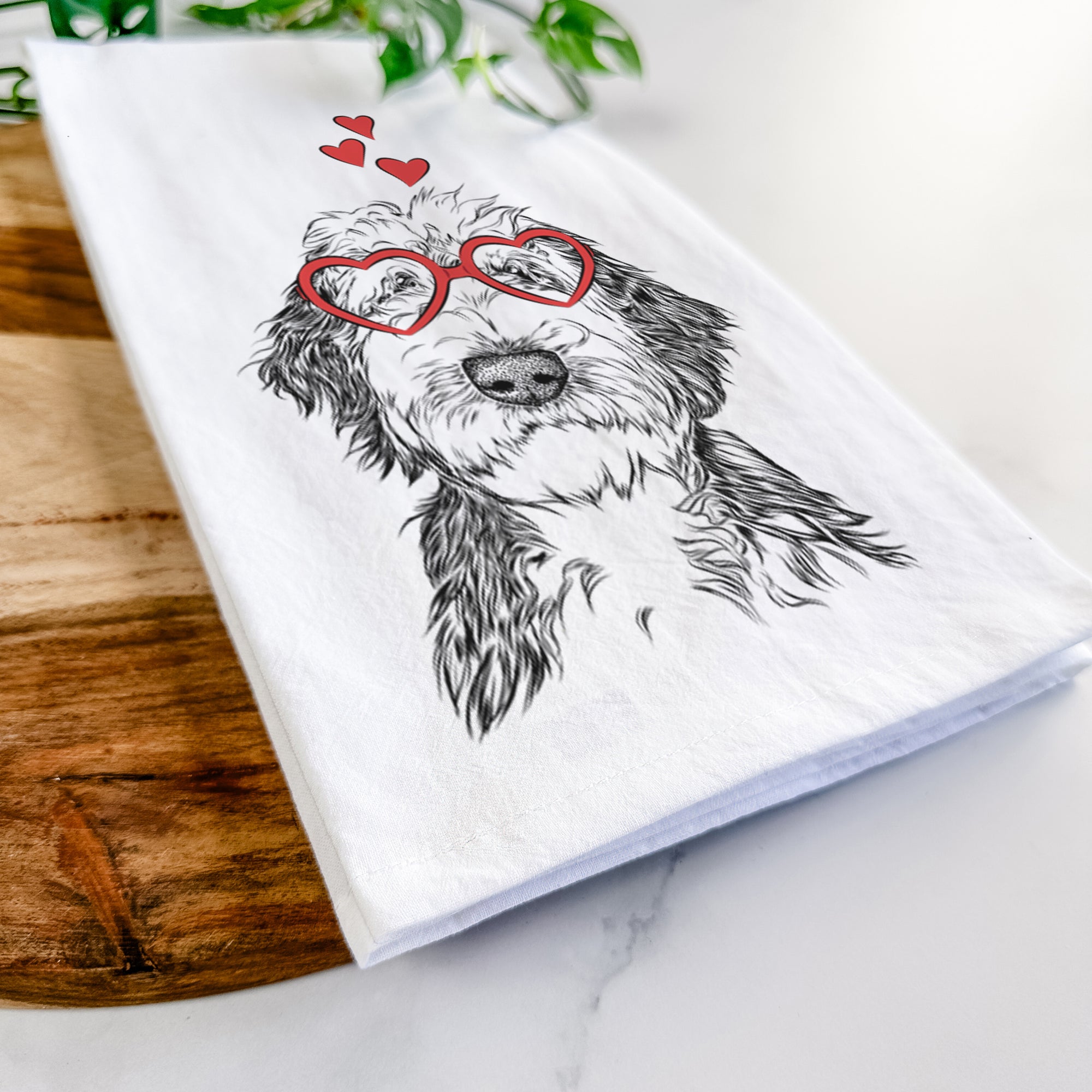 Milo Fluff the Sheepadoodle Tea Towel