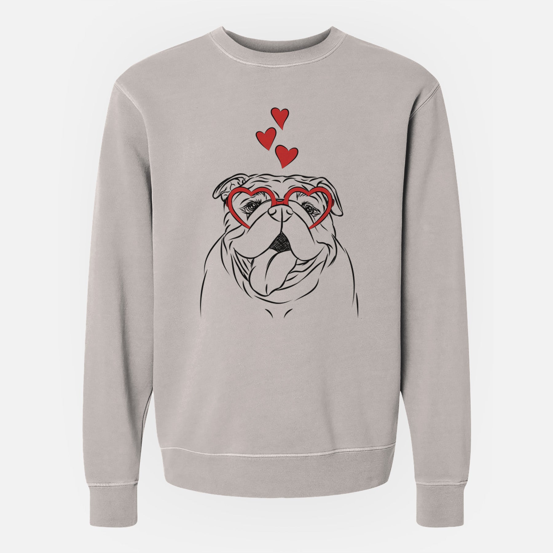 Valentine Missy Moo the English Bulldog - Unisex Pigment Dyed Crew Sweatshirt