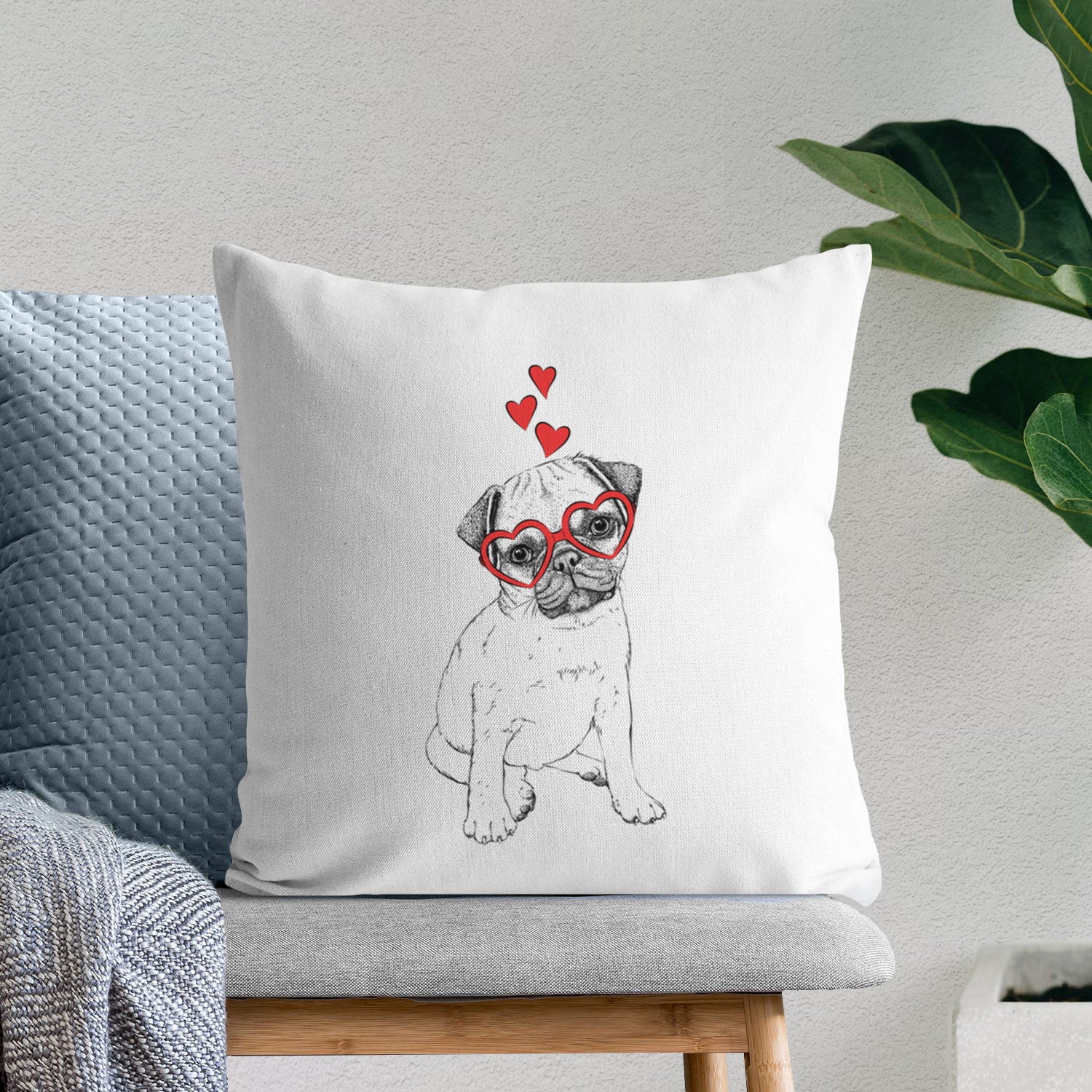 Nelson the Pug Puppy - Throw Pillow Cover