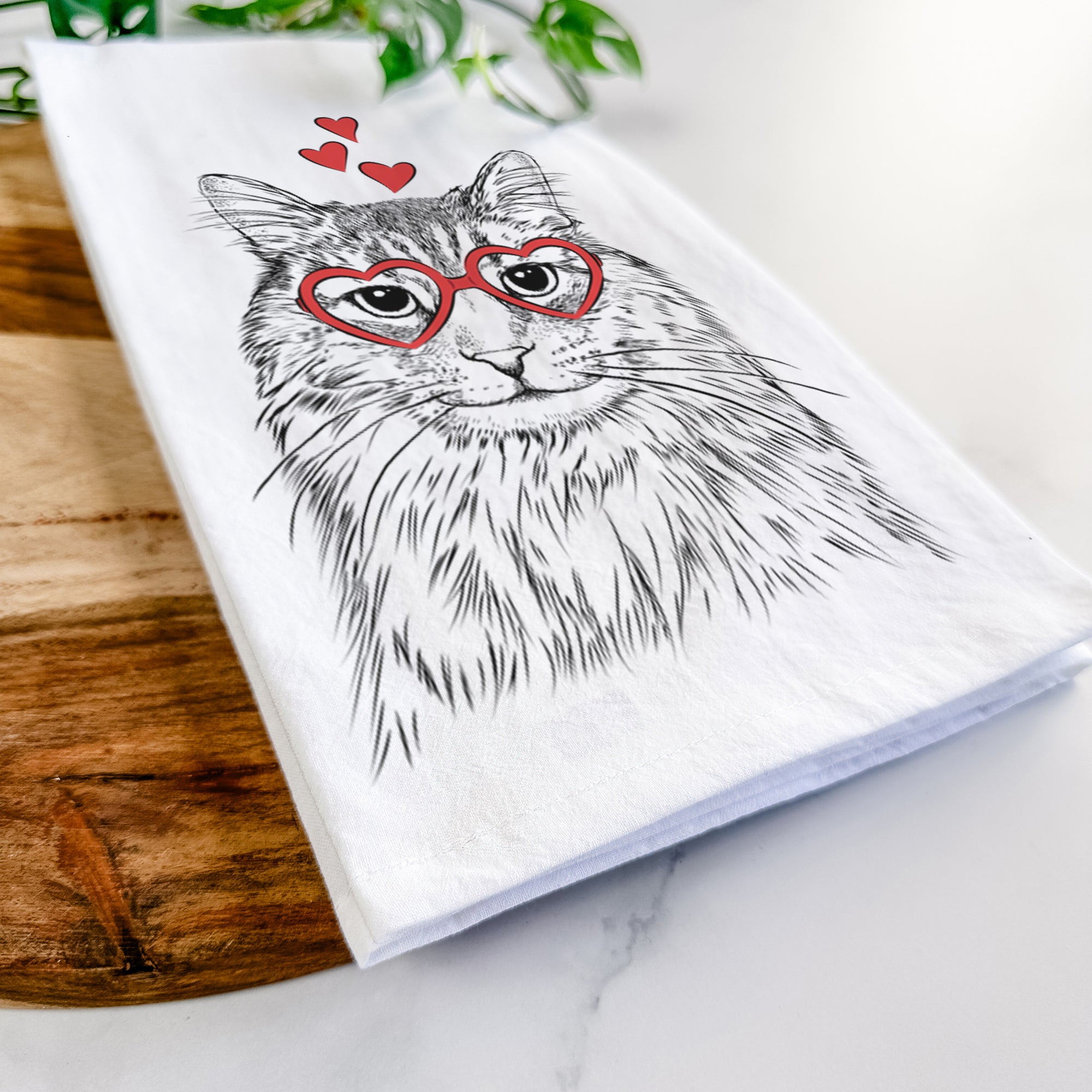 Oliver Fluff the Maine Coon Mix Cat Tea Towel