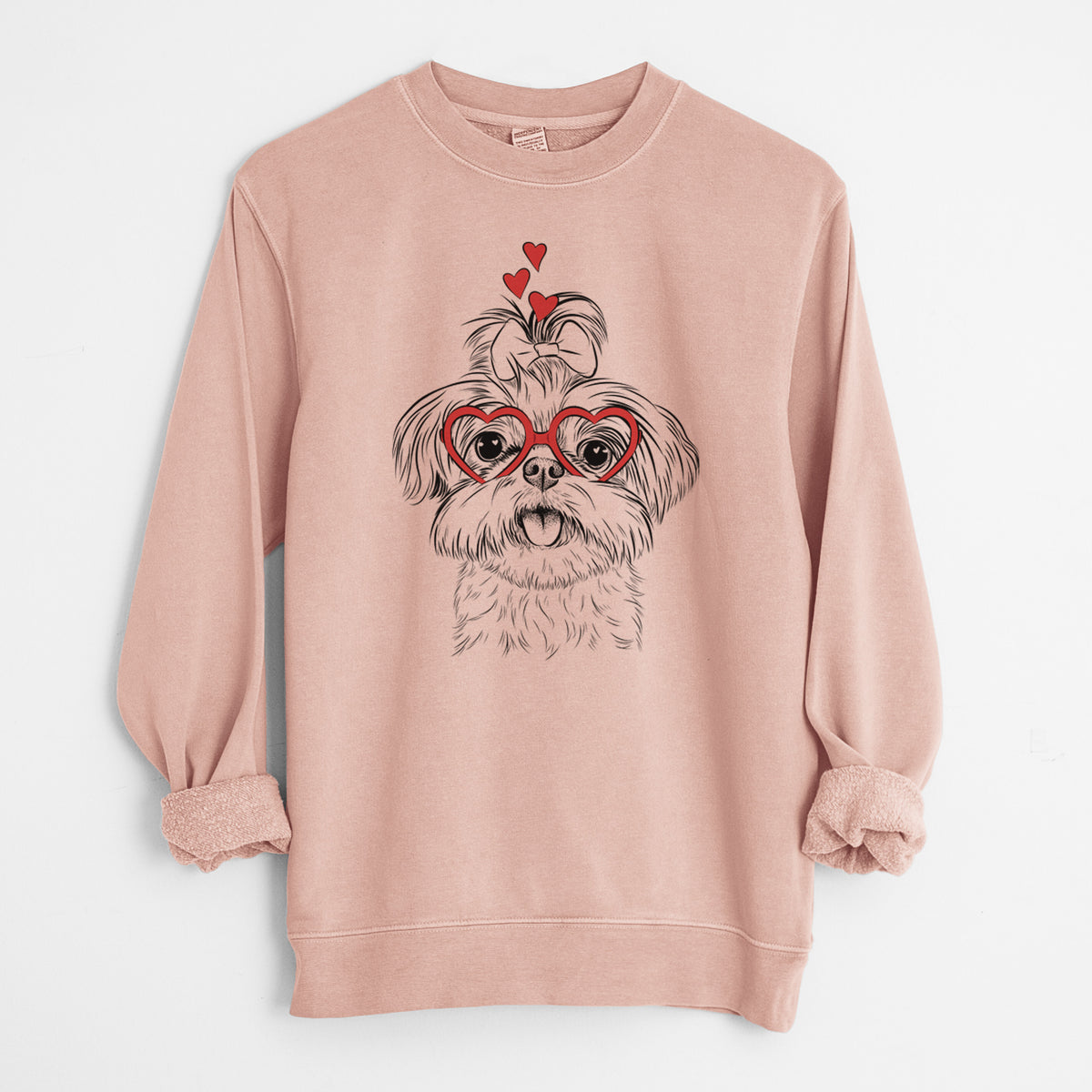 Valentine Pebbles the Shorkie - Unisex Pigment Dyed Crew Sweatshirt