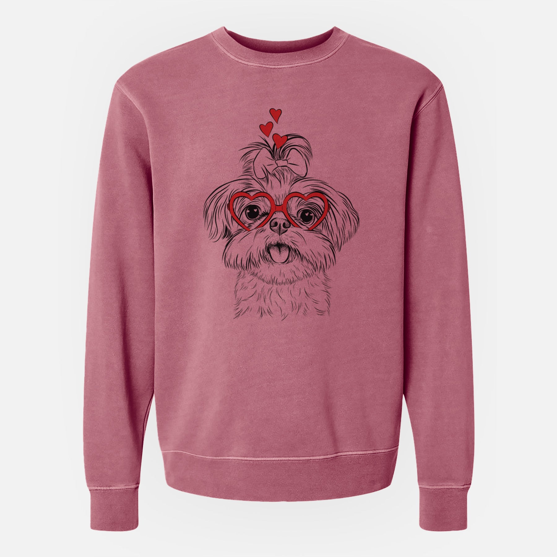 Valentine Pebbles the Shorkie - Unisex Pigment Dyed Crew Sweatshirt