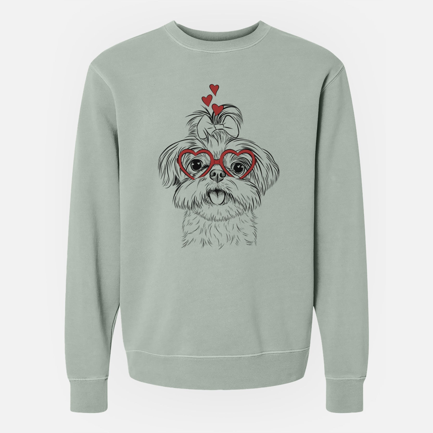 Valentine Pebbles the Shorkie - Unisex Pigment Dyed Crew Sweatshirt