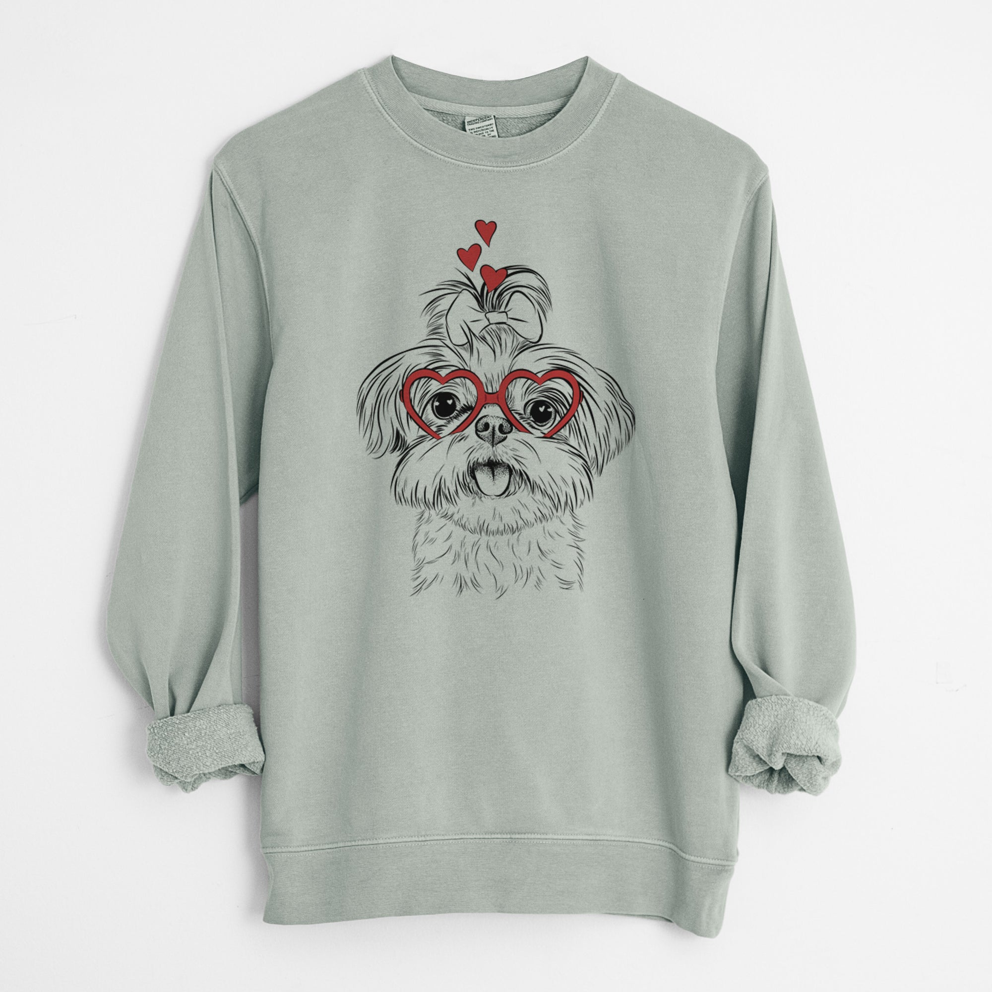 Valentine Pebbles the Shorkie - Unisex Pigment Dyed Crew Sweatshirt