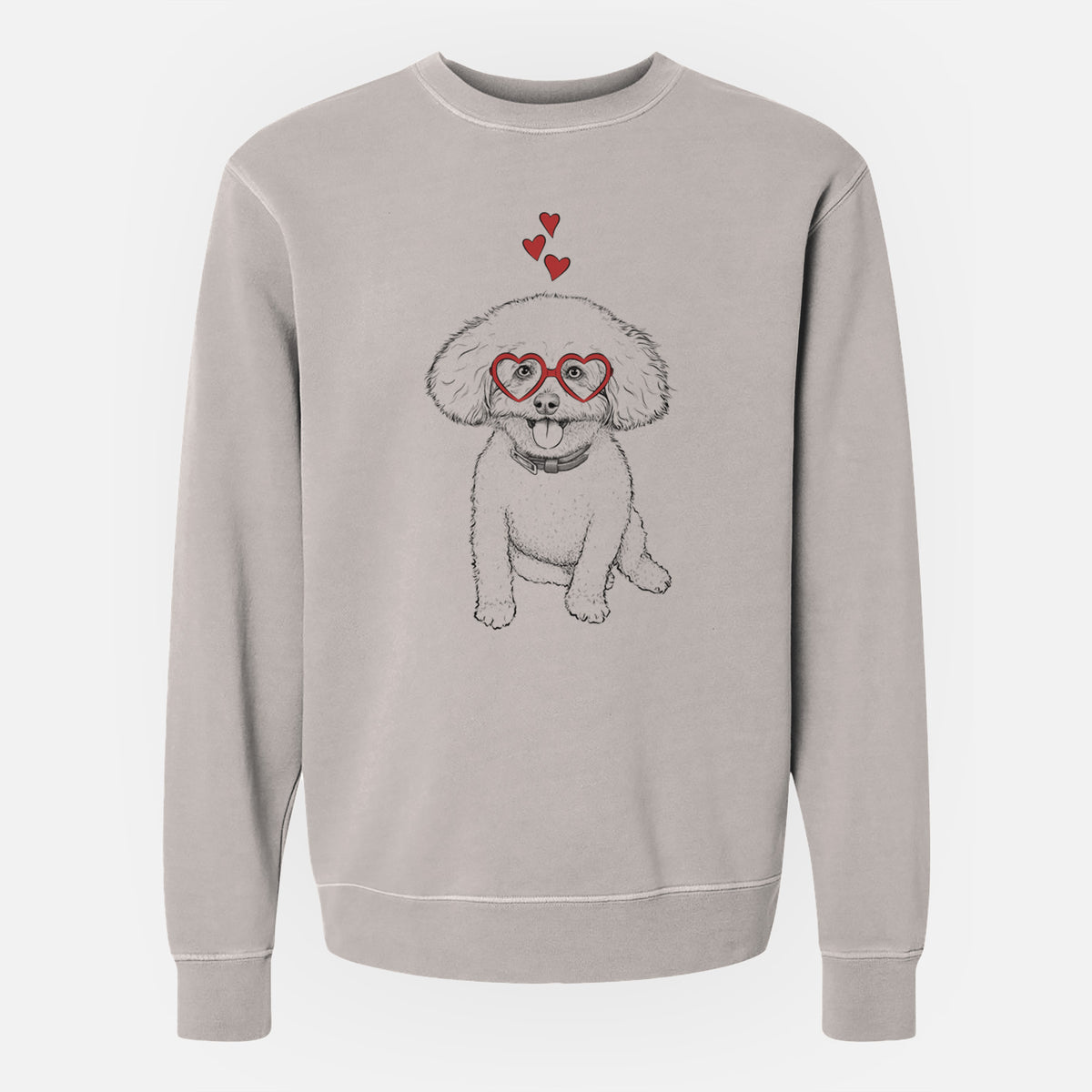 Valentine Peyton the Bichon Frise - Unisex Pigment Dyed Crew Sweatshirt