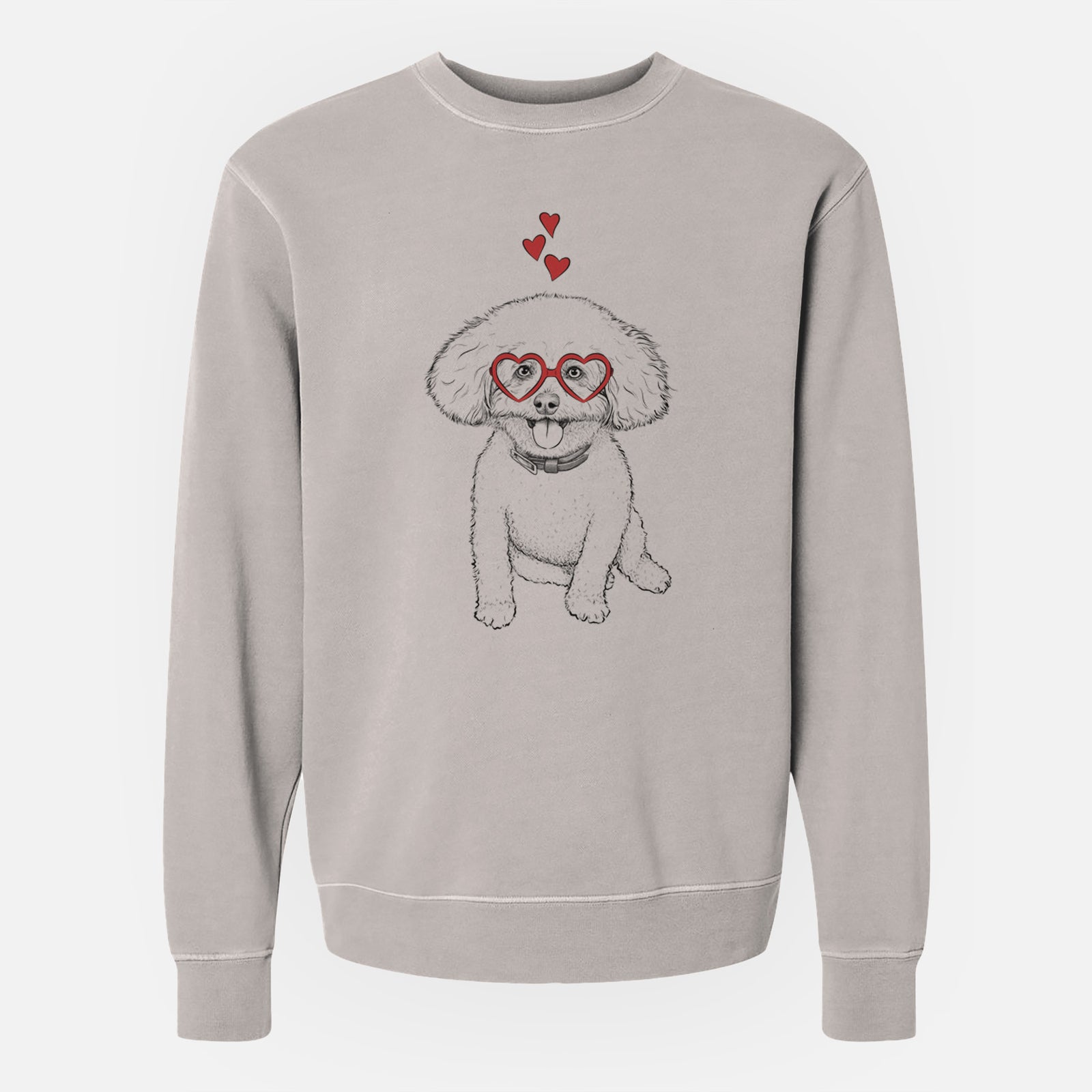 Valentine Peyton the Bichon Frise - Unisex Pigment Dyed Crew Sweatshirt