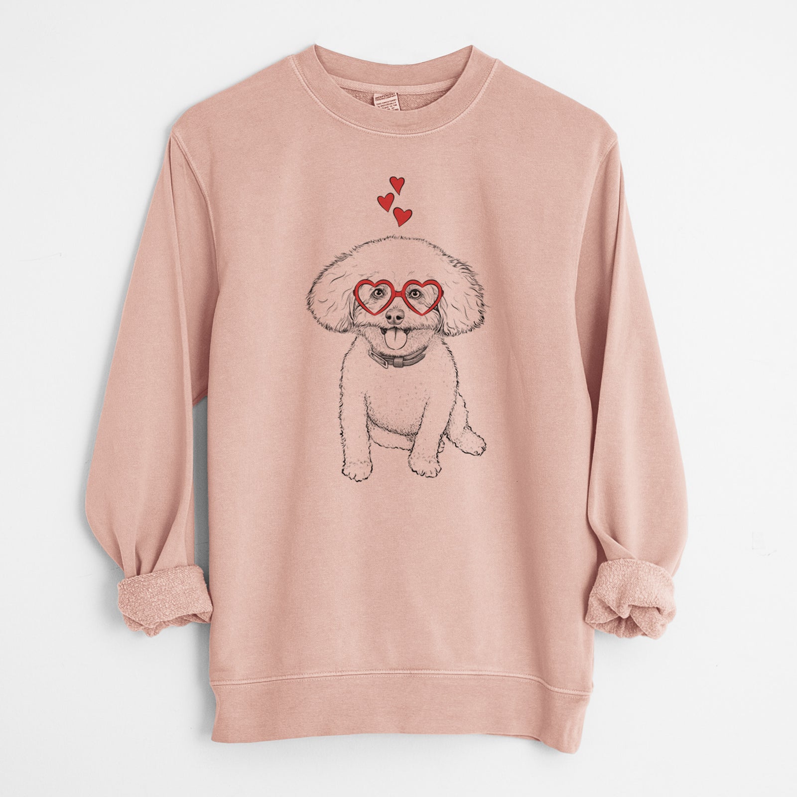 Valentine Peyton the Bichon Frise - Unisex Pigment Dyed Crew Sweatshirt