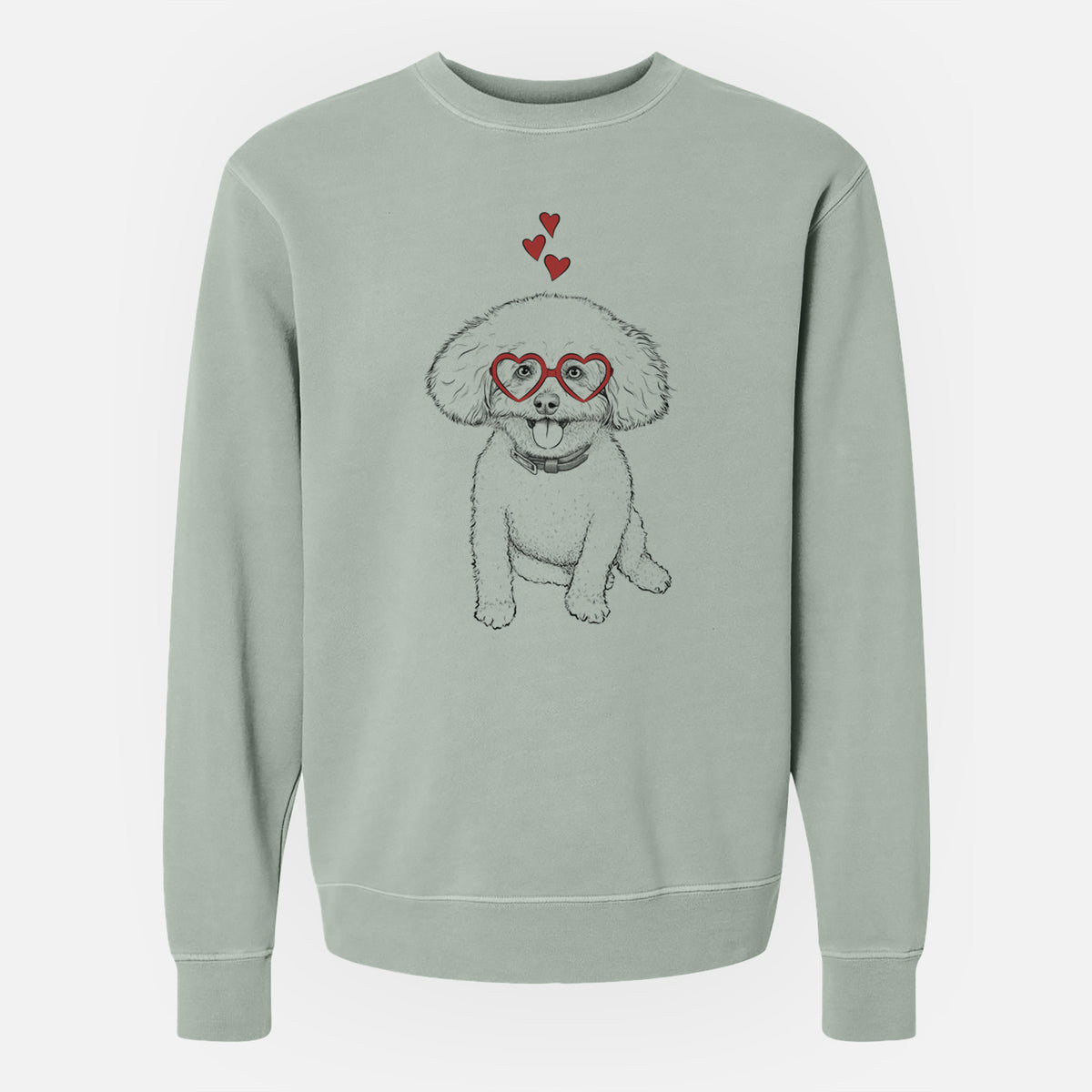 Valentine Peyton the Bichon Frise - Unisex Pigment Dyed Crew Sweatshirt
