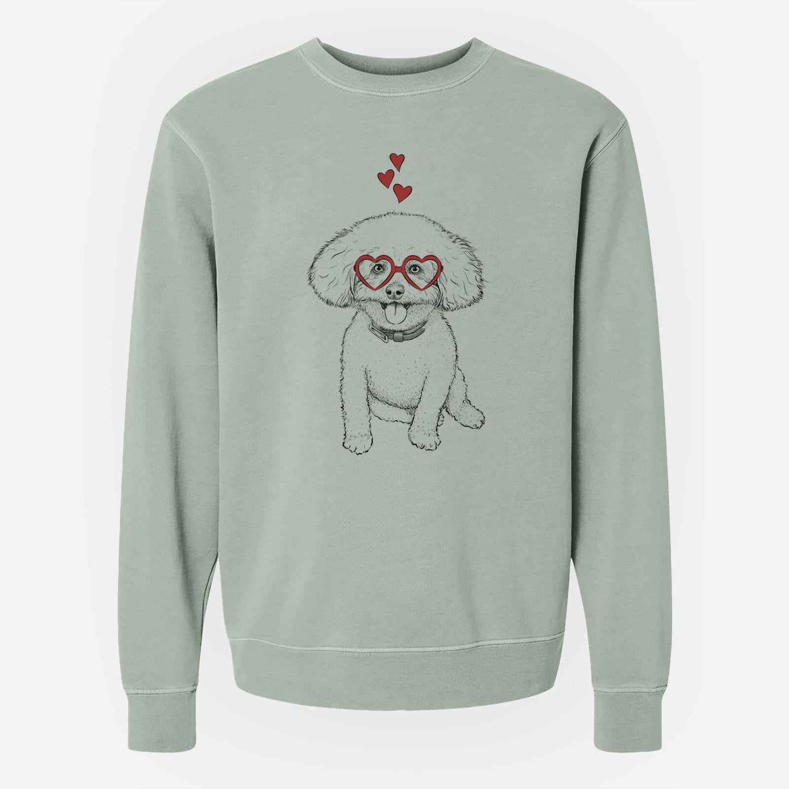 Valentine Peyton the Bichon Frise - Unisex Pigment Dyed Crew Sweatshirt