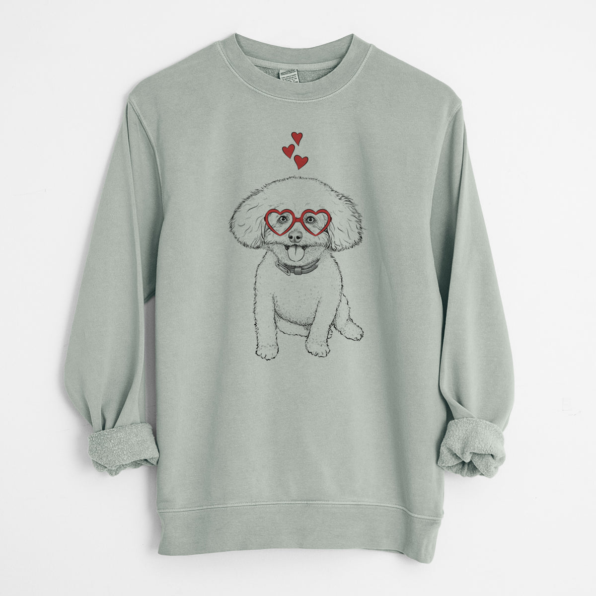 Valentine Peyton the Bichon Frise - Unisex Pigment Dyed Crew Sweatshirt