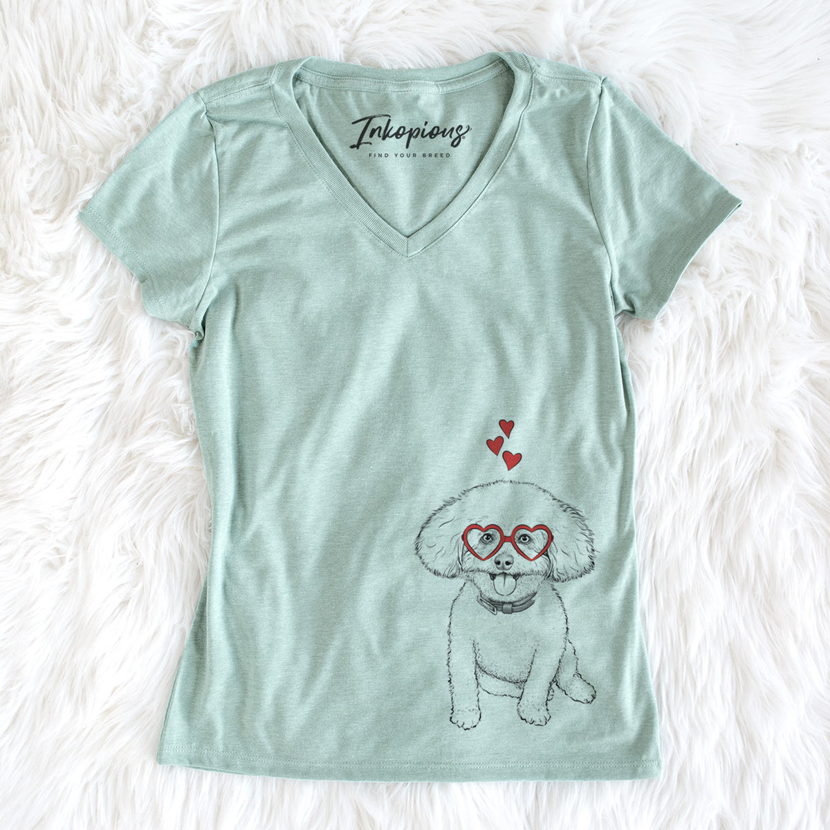 Valentine Peyton the Bichon Frise - Women&#39;s Perfect V-neck Shirt