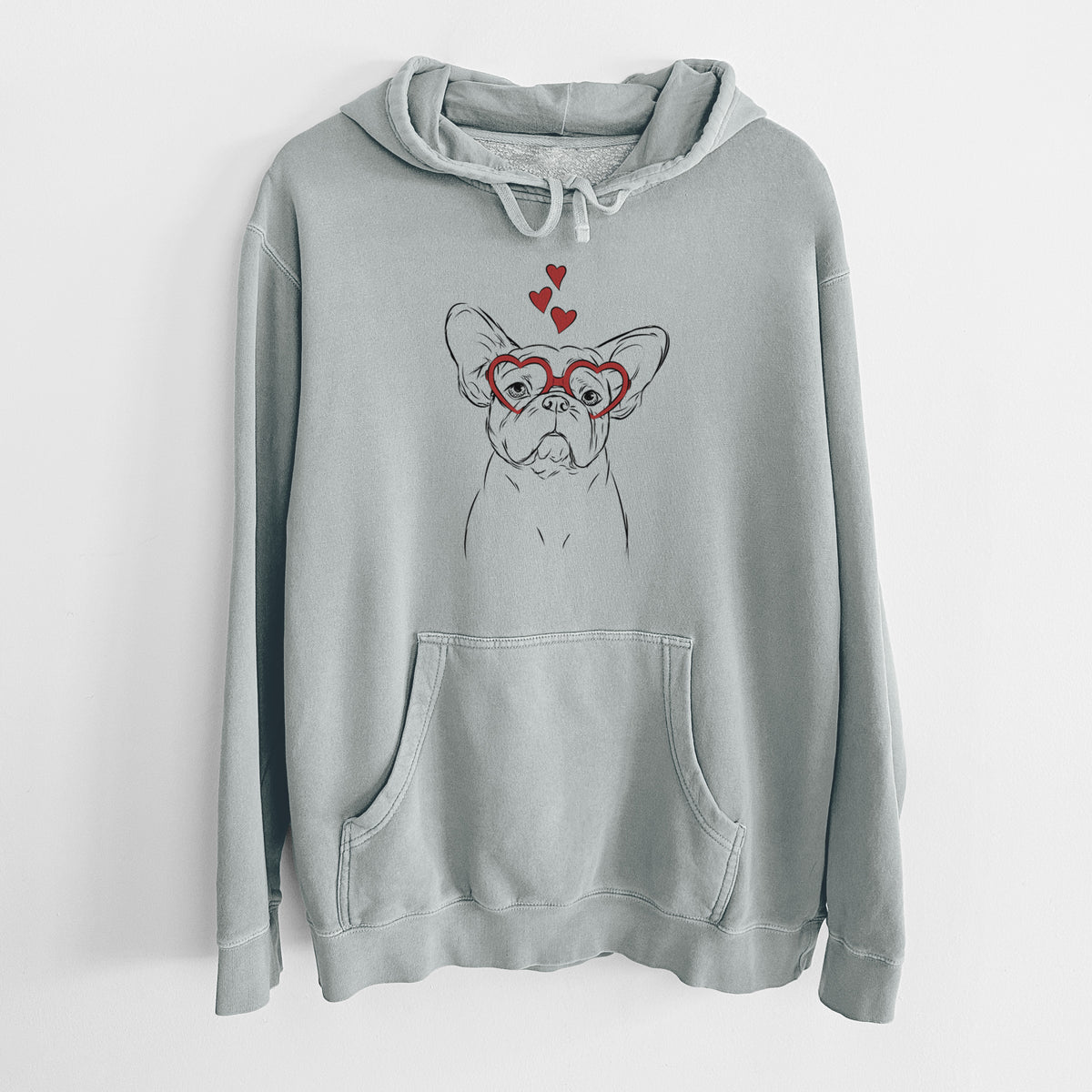 Valentine Pierre the French Bulldog - Unisex Pigment Dyed Hoodie