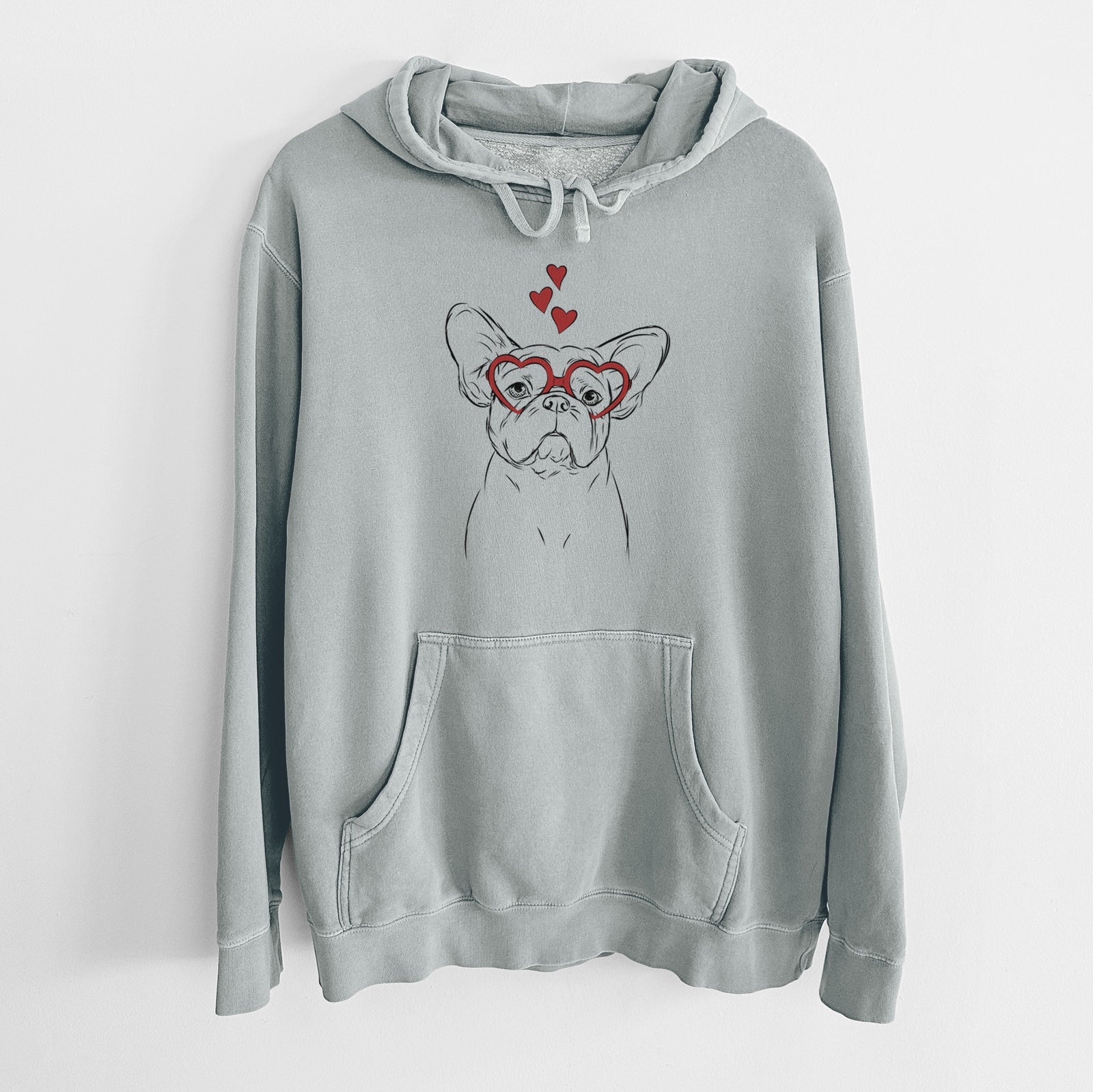 Valentine Pierre the French Bulldog - Unisex Pigment Dyed Hoodie