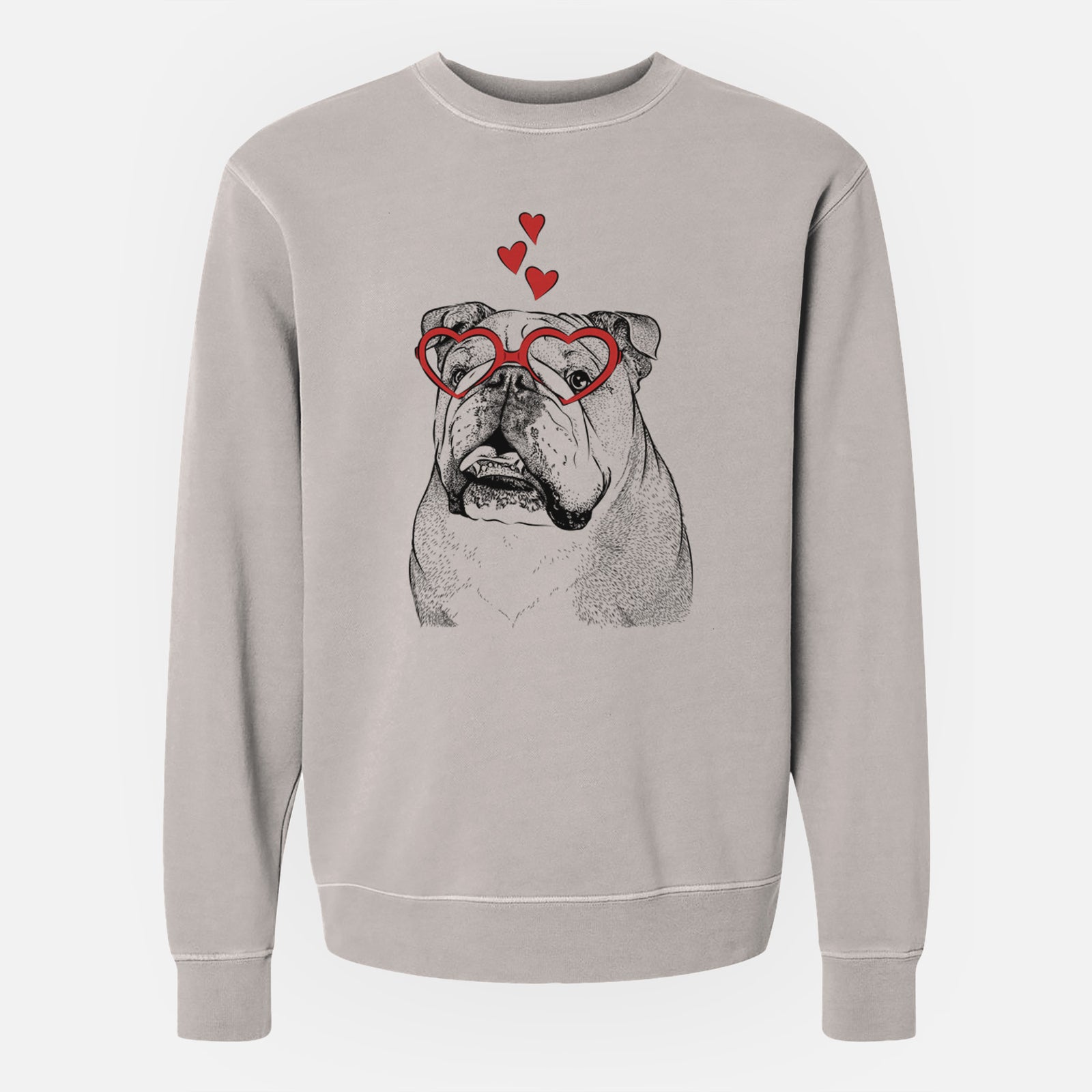 Valentine Piggy the English Bulldog - Unisex Pigment Dyed Crew Sweatshirt