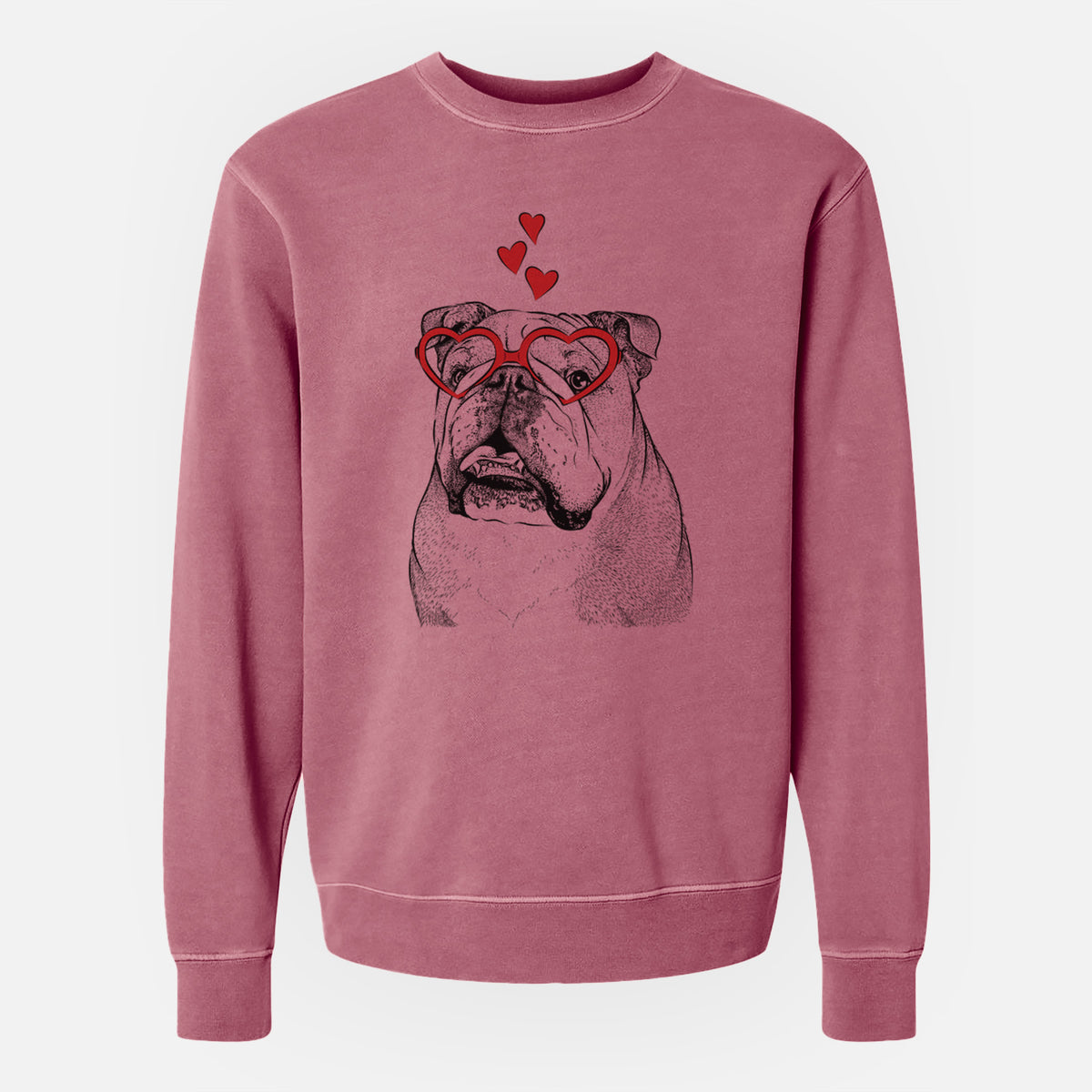 Valentine Piggy the English Bulldog - Unisex Pigment Dyed Crew Sweatshirt