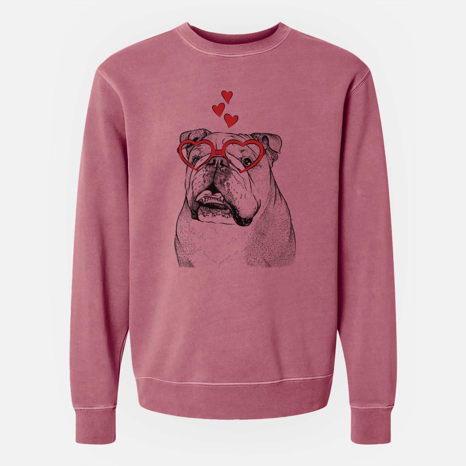 Valentine Piggy the English Bulldog - Unisex Pigment Dyed Crew Sweatshirt
