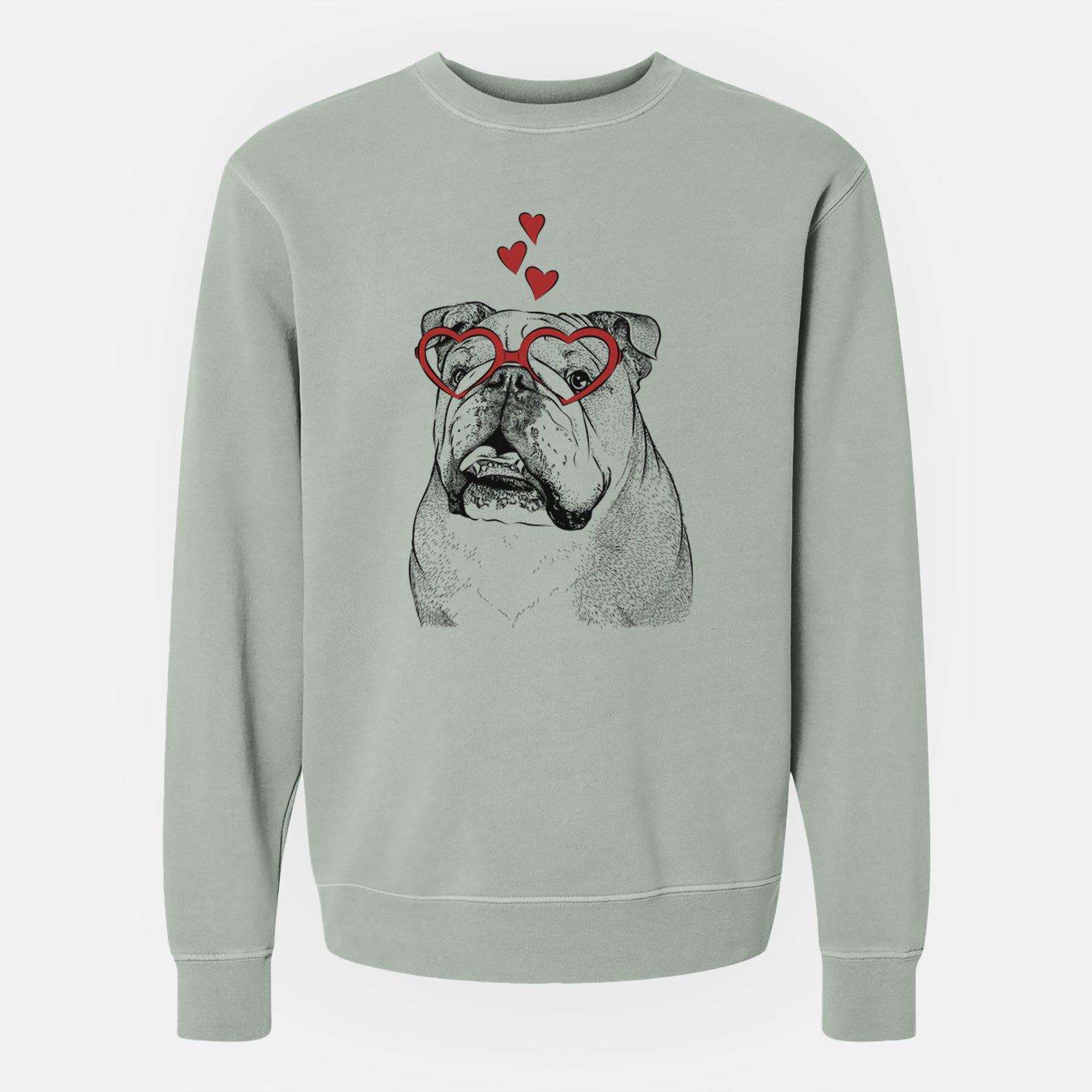 Valentine Piggy the English Bulldog - Unisex Pigment Dyed Crew Sweatshirt