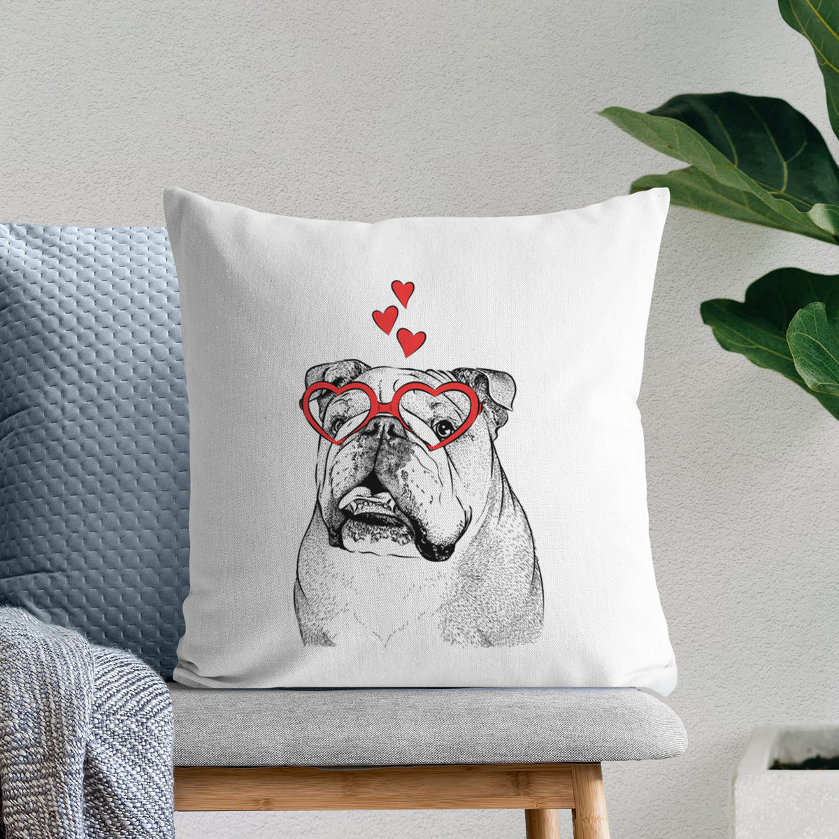 Piggy the English Bulldog - Throw Pillow Cover