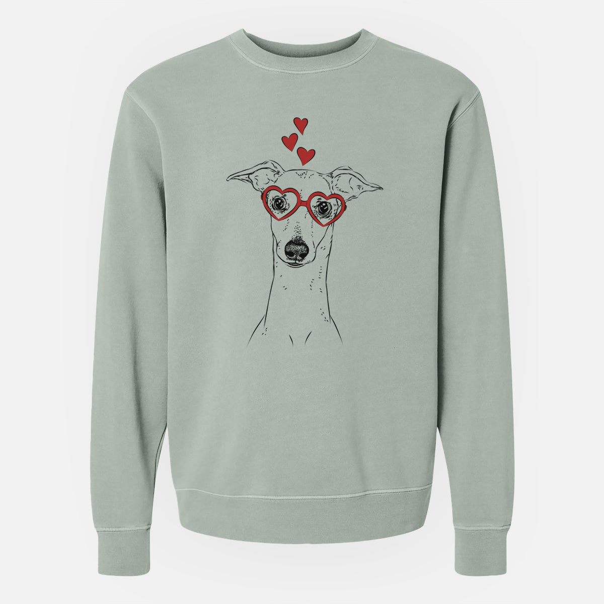 Valentine Pip the Italian Greyhound - Unisex Pigment Dyed Crew Sweatshirt
