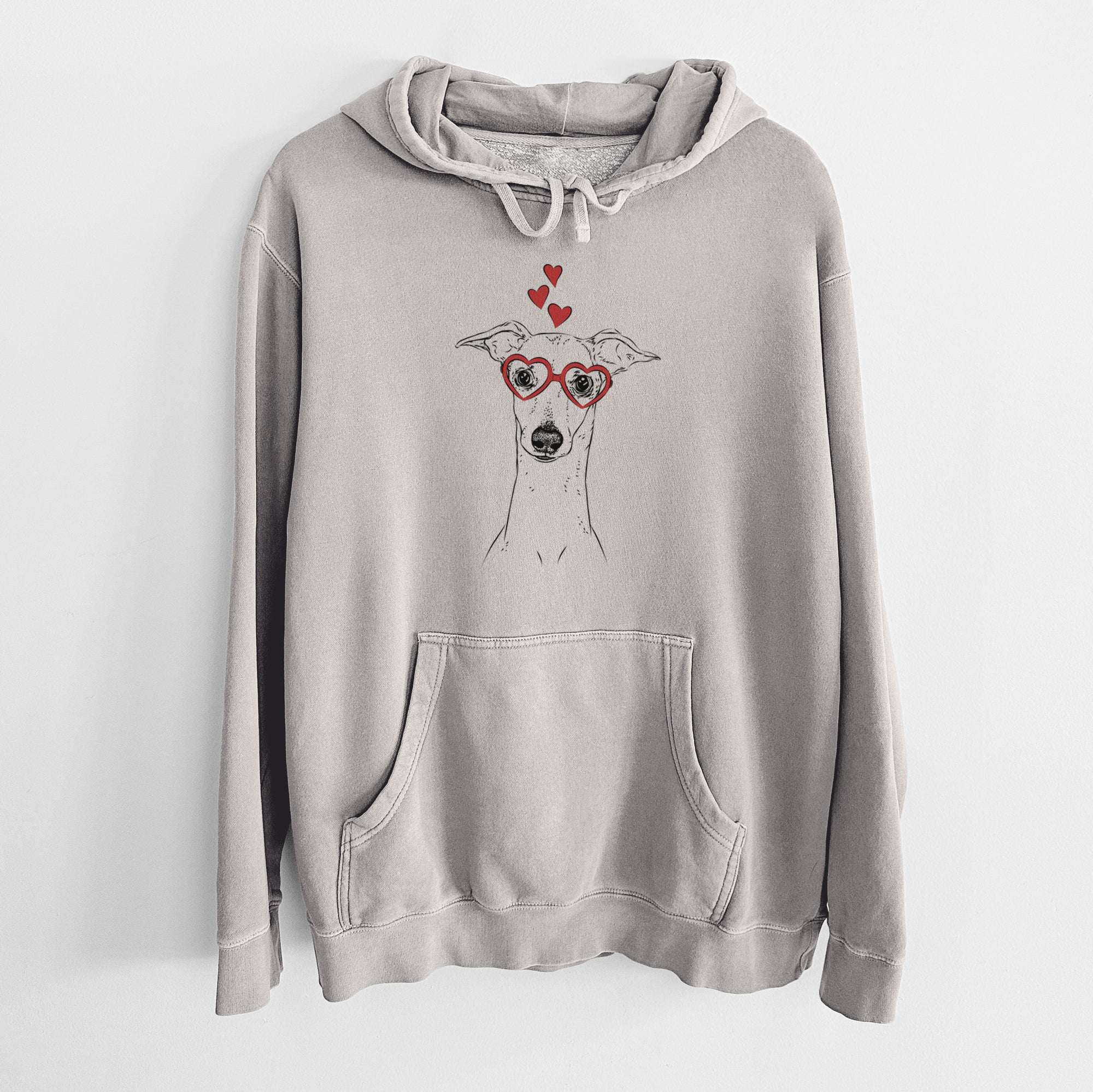 Valentine Pip the Italian Greyhound - Unisex Pigment Dyed Hoodie